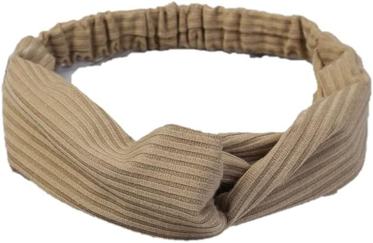 Fashion Women Girls Knotted Headband Twist Knot Head Wrap Elastic Hair Band AU (Khaki) image number 4
