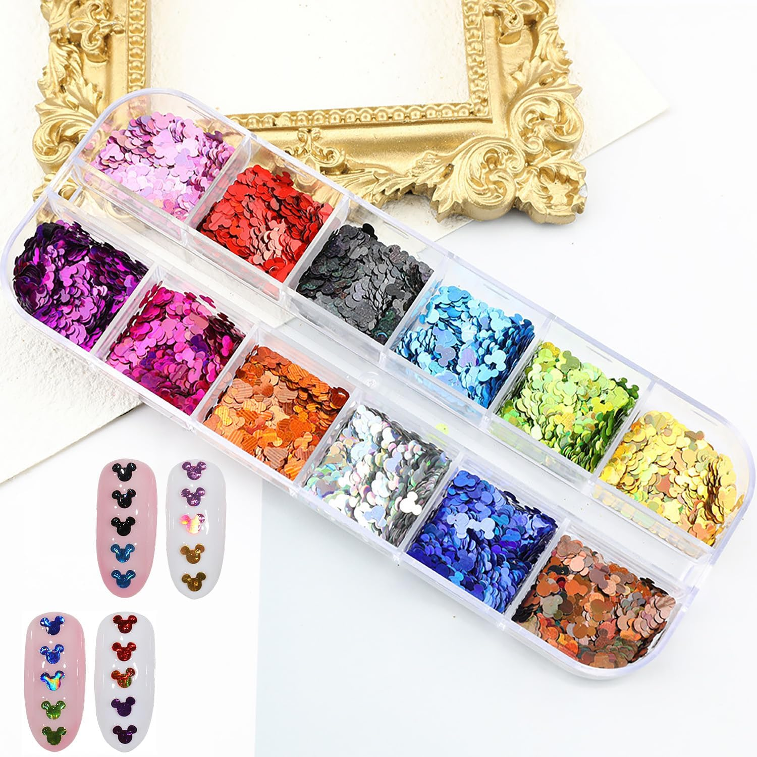 12 Colors Cute Nail Glitter Sequins Nail Art Supplies 3D Holographic Nails Glitter Flakes Glitter Nail Art Stickers Decals Shiny Confetti Glitters Nail Designs for Acrylic Nail Art Decoration image number 3
