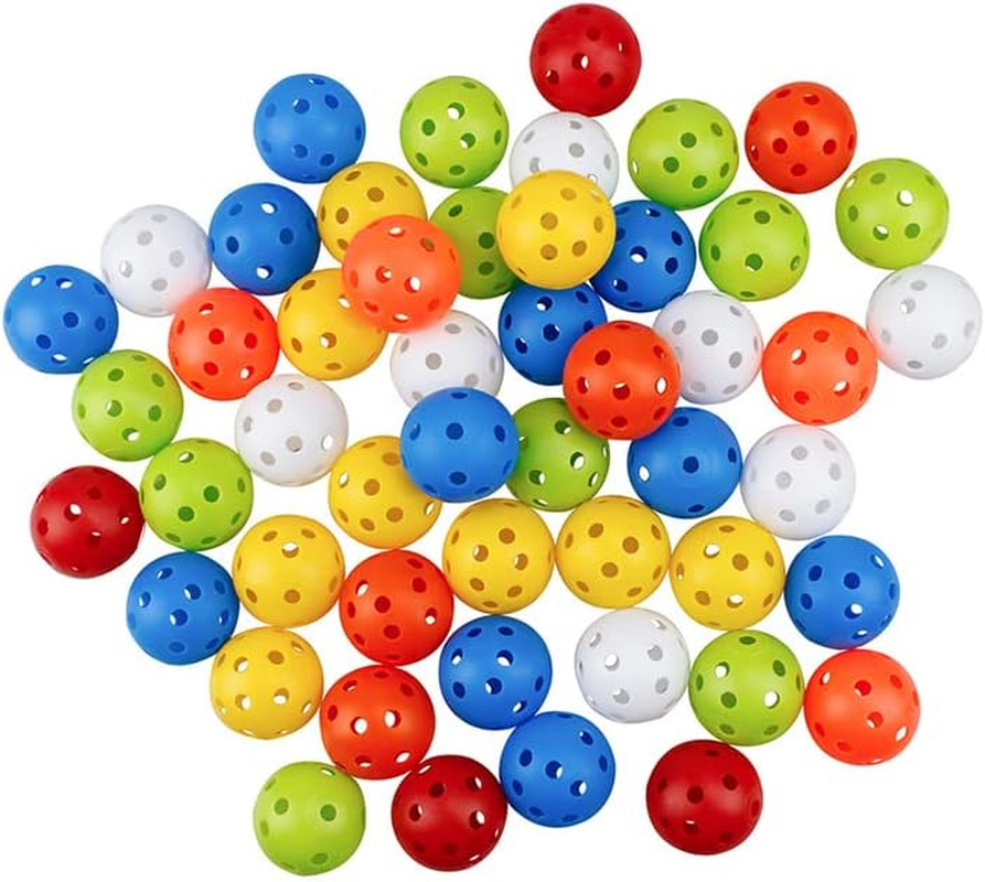 AIMALL 50PCS Plastic Airflow Perforated Golf Training Balls, Lightweight Hollow Design, Ideal for Indoor & Outdoor Practice, 41Mm Diameter image number 4