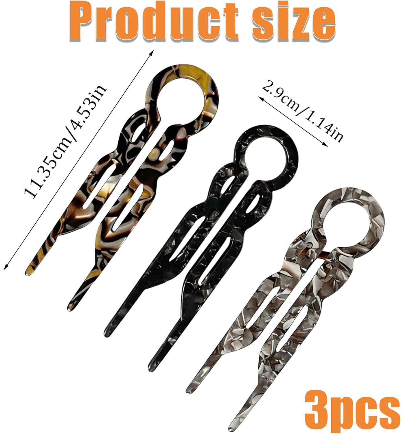 French Hair Pin, U Shaped Prestige Hair Pins, Attractive & Durable Hairpins for Women, Suitable for Most Hairstyles like Long & Curly Hair (3 Colors) image number 3