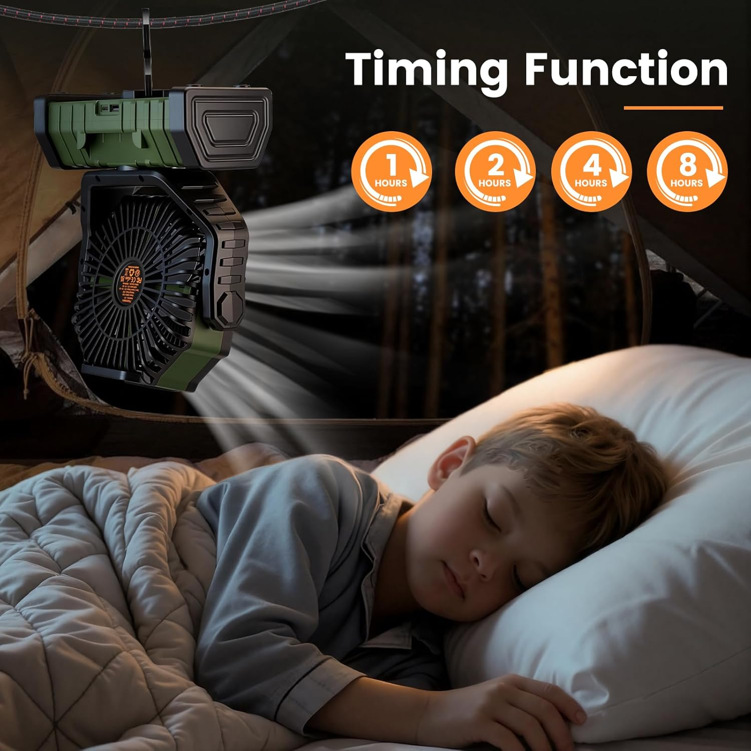 Minimighty Camping Fan 20000Mah Portable Rechargeable Fan for Camping with LED Lantern, Desk Fan 4 Speeds, Timer & Power Bank Function for Travel Outdoor Fishing Office RV image number 6