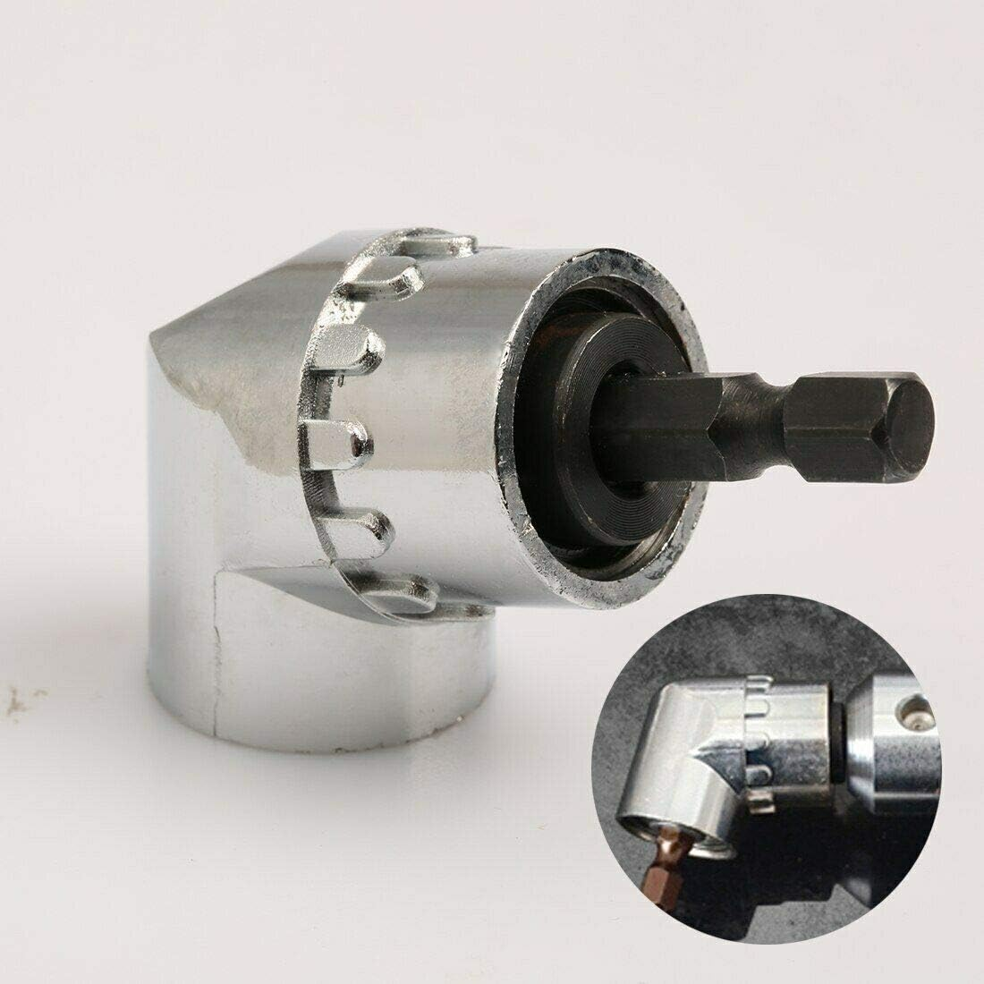 EZONEDEAL Right Angle Drill Attachment, 105 Degree Right Angle Driver, Angle Power Screwdriver Drill Extension Attachment, 1/4 Inch Hex Shank Drill Bits Screwdriver Socket Holder Adapter (Small) image number 5