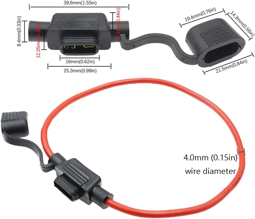 10 Pack Waterproof Inline Fuse Holder 12V 30A for Standard Car Fuse, 12Gauge AWG Wire, Fit for ATO ATC Medium Blade Fuse image number 2