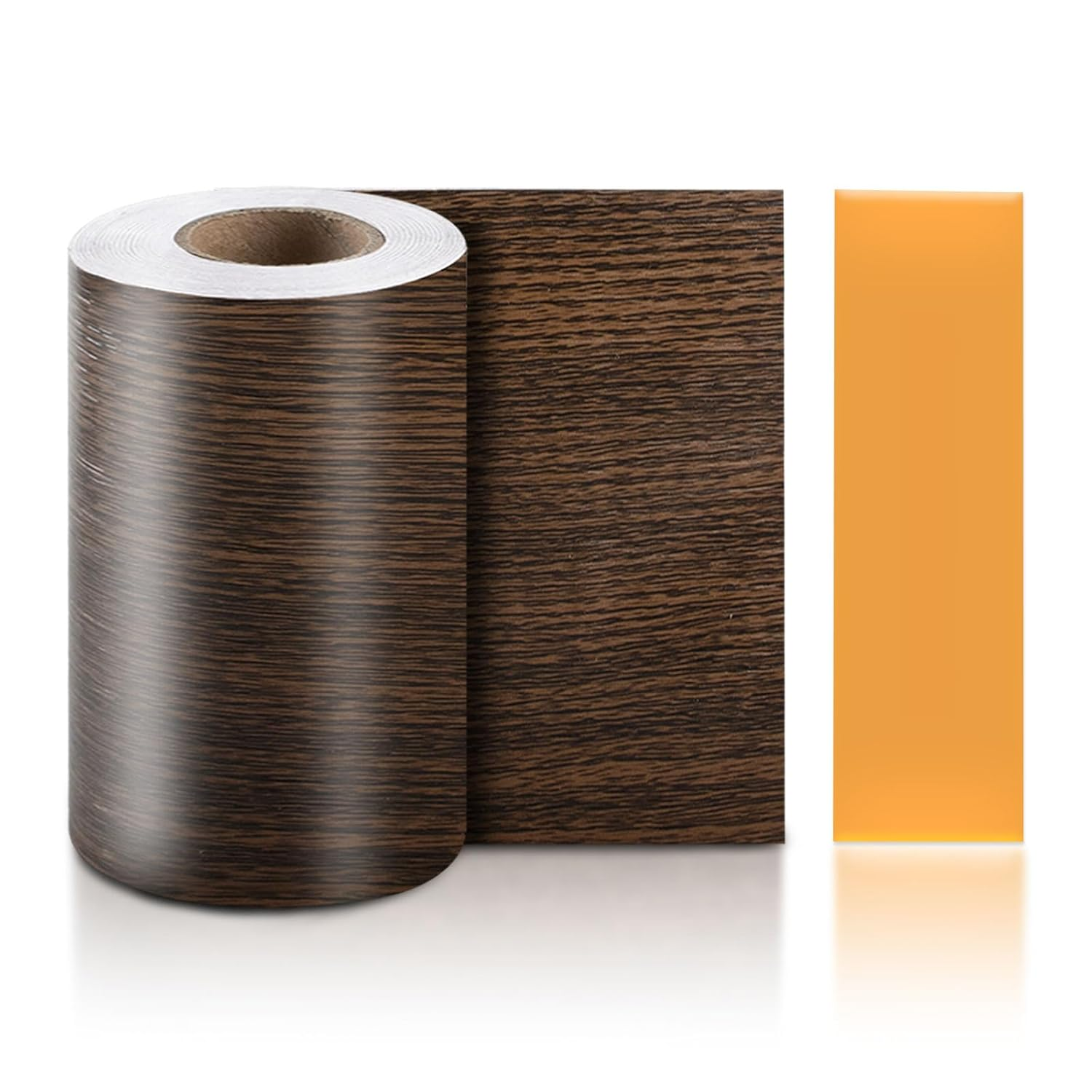 TECDW Wood Grain Tape (10Cm X10M), Self-Adhesive Wood Grain Repair Tape, Waterproof Wall Borders Peel and Stick, Baseboard Trim for Tables, Baseboards, Doors, Windows, Floors (10M, Brown Walnut)