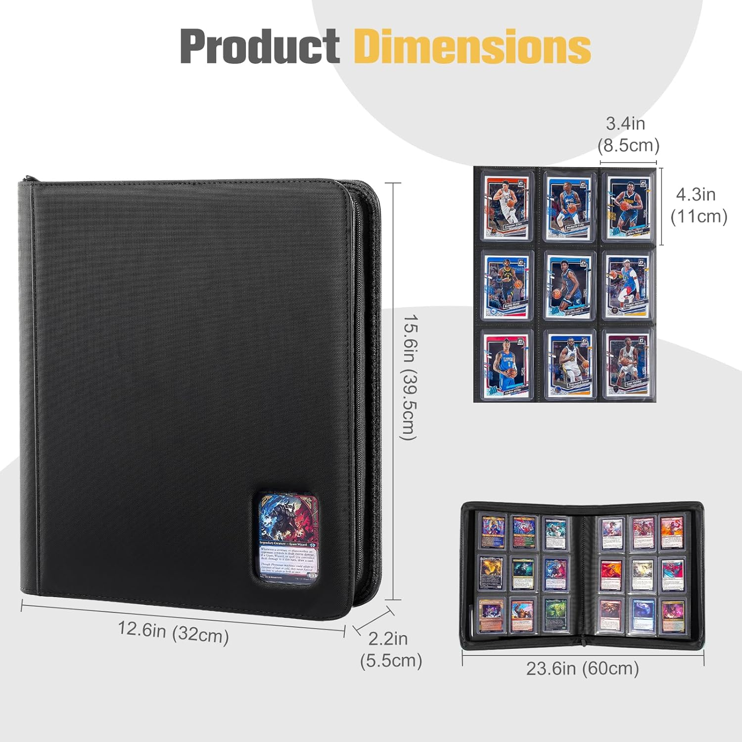 Procase Top Loader Binder for Cards, Holds 324 Toploaders with 9 Pockets, Toploader Storage for Trading Cards or Sports Cards, Compatible with TCG, MTG in 3"X4" Toploaders -Black - Purple image number 3