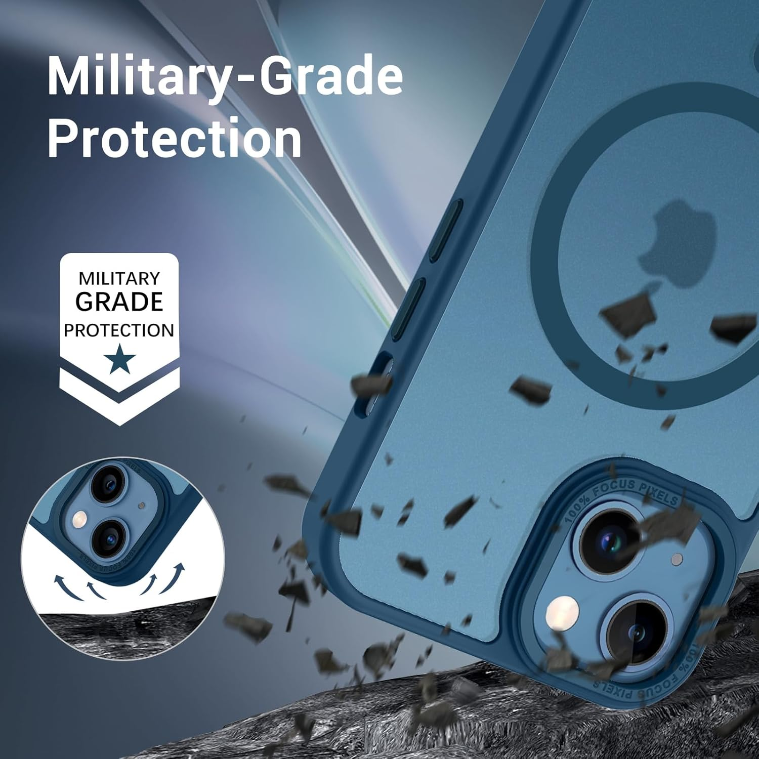 Gaobao for Iphone 13 & Iphone 14 Magnetic Case Cover, [Compatible with Magsafe][Military-Grade Drop Tested] Slim Shockproof Protective Translucent Back Phone Cases for Iphone 13/14 6.1'', Blue image number 4