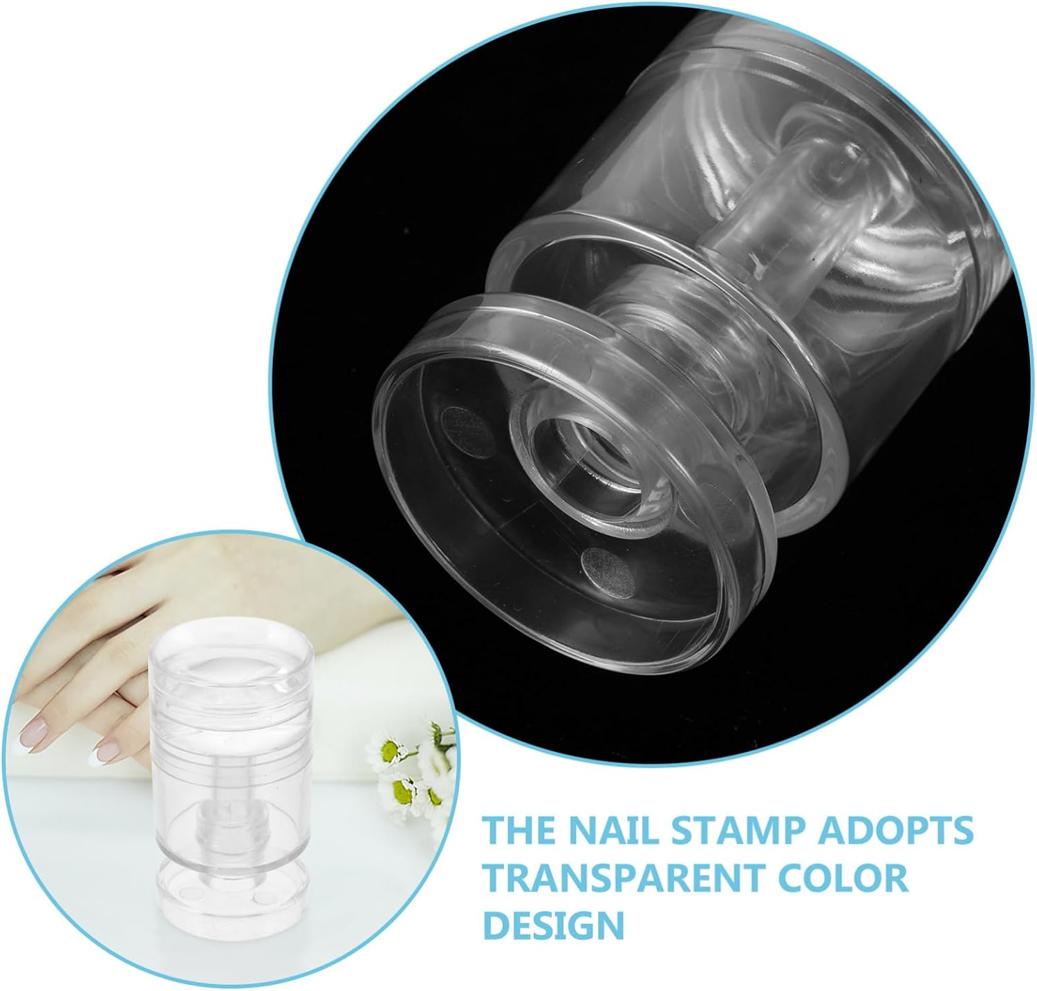 CIYODO Rotatable Transparent Nail Art Stamper with Silicone Head and Scraper Pattern Manicure Tool for Precise Nail Design and DIY Manicure Pedicure Use image number 4