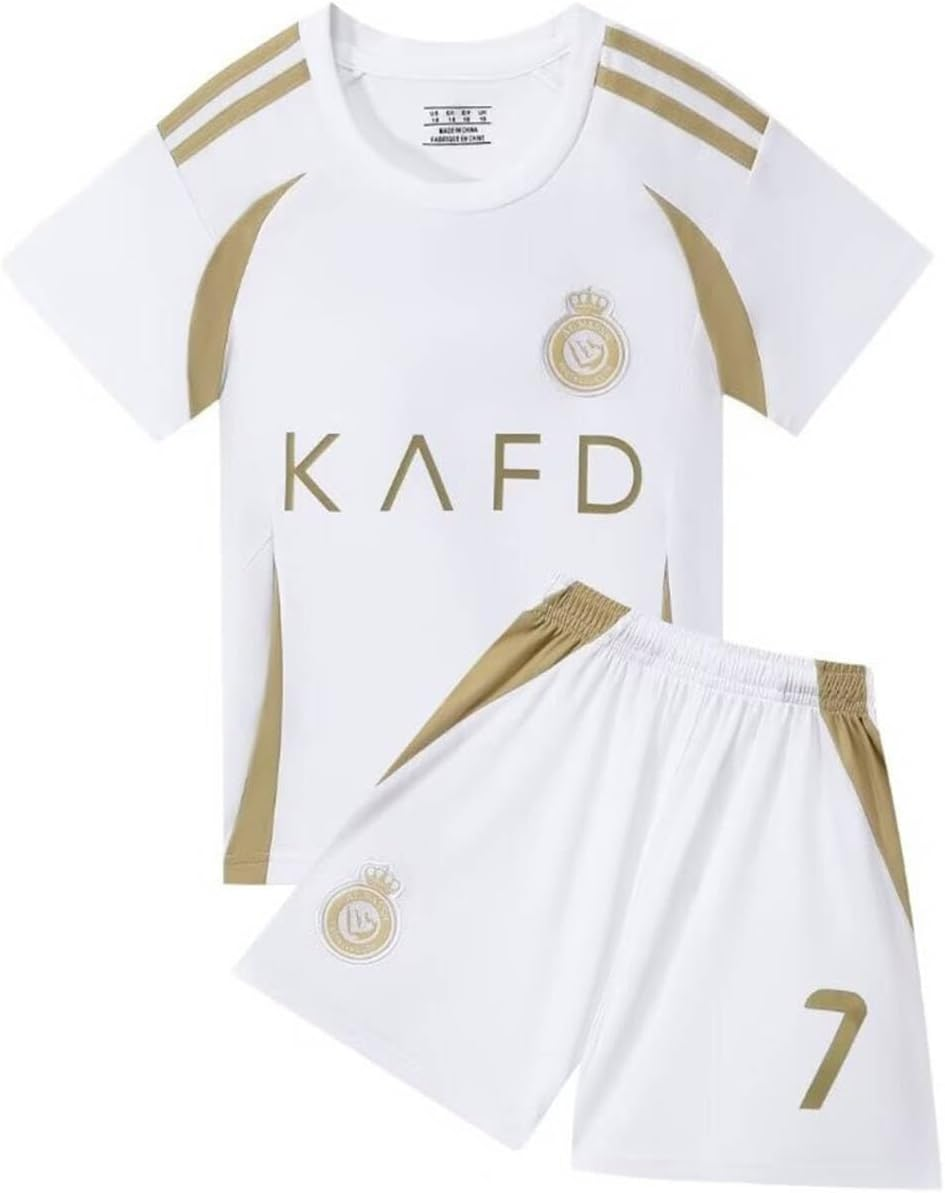 YEESON No #7 NASSR Riyadh Al Home #7 2024/2025 Kids Soccer Jersey/Shorts/Socks Gift Set for Fans Youth Sizes 22-28 image number 3