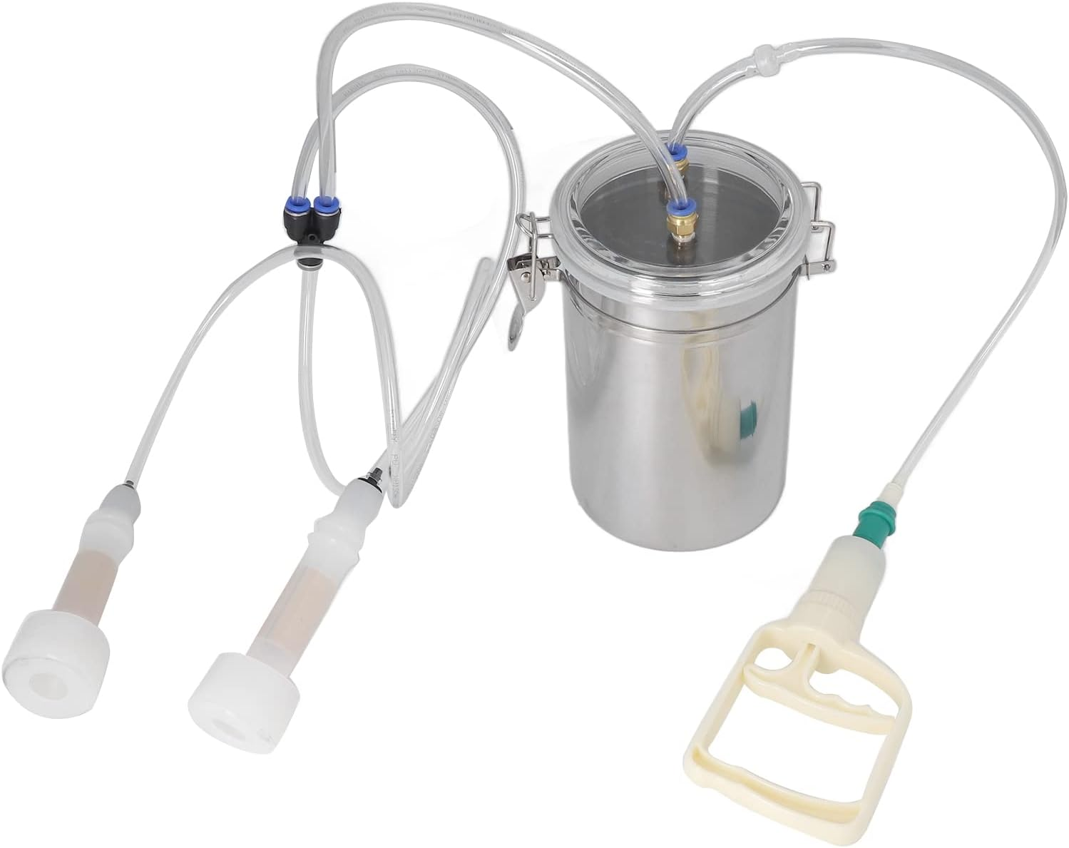 2L Portable Household Goat, Stainless Steel Vacuum Cattle Sheep Goat Milker,Manual Milking Machine Kit for Home Small Scalefarm, Easy to Use image number 1