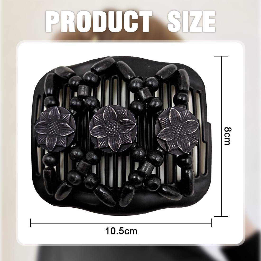 OQKAHIV Hair Comb with Elastic Beads and Stretchy Hair Clip, 1 Piece Magic Hair Comb Double Clip for Girls, Beautiful Hair Accessories Elegant Hair Clip for Women, Hair Styling Hair Comb image number 1