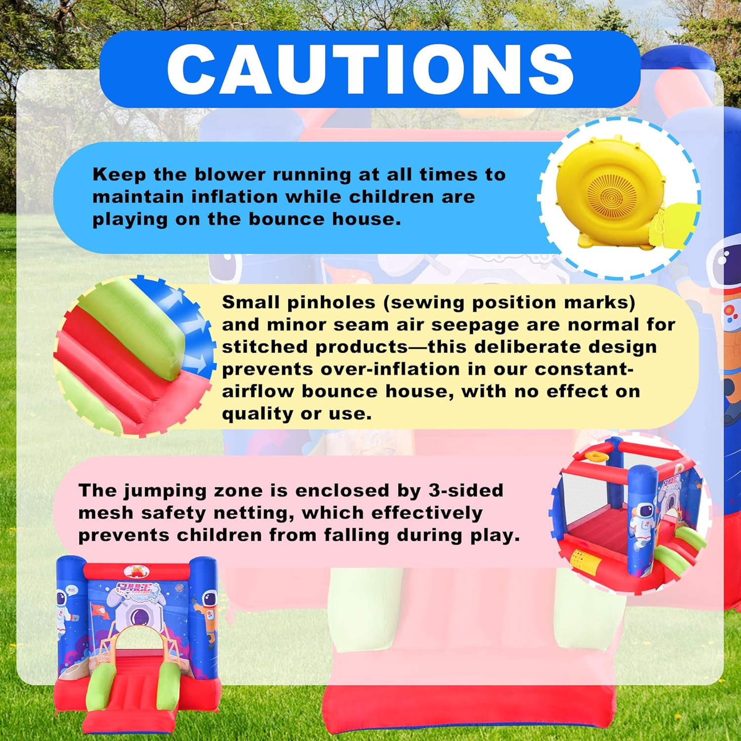 Inflatable Bounce House Jumping Castle Slide with Blower, Kids Bouncer with Basketball Rim