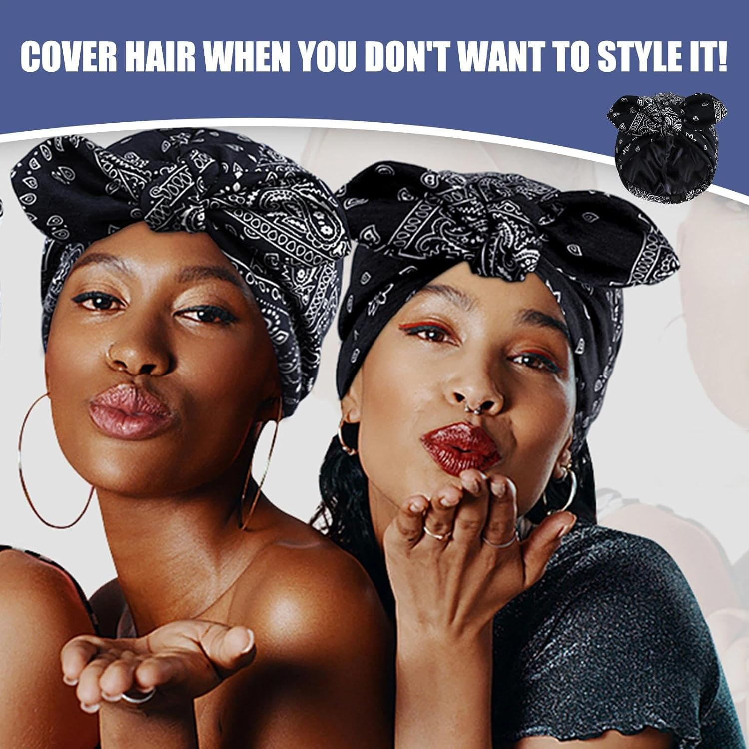 JOOTUEPO Satin Lined Hat for Women Hat Women'S Chemo Ultralight Breathable Headwear Silk Hood for Sleeping, Prevents Frizz & Hair Breakage, for Healthy Hair Overnight image number 1