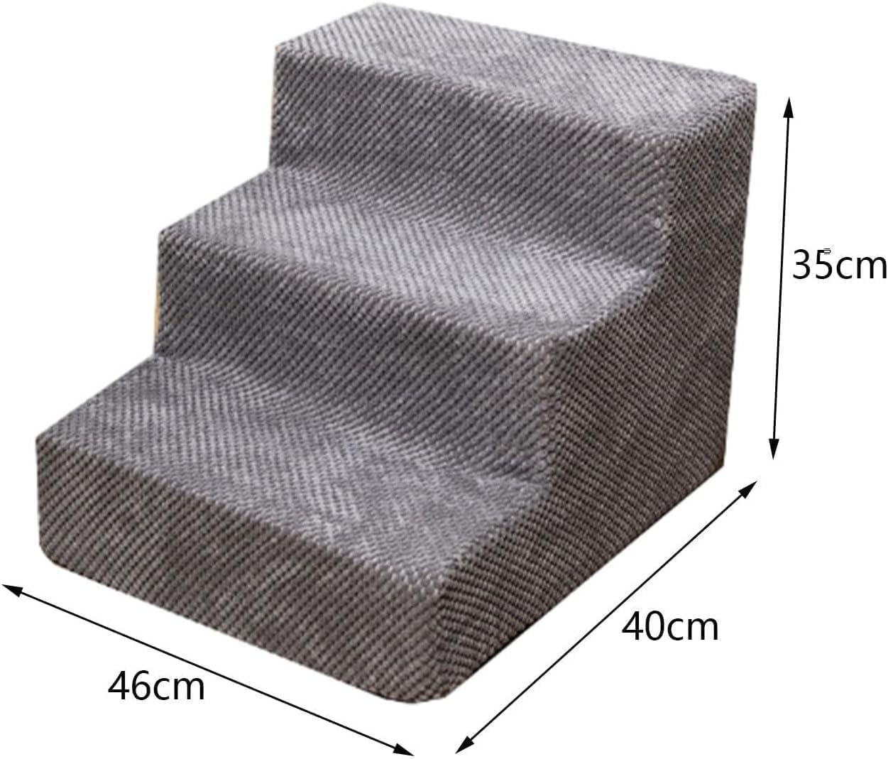 Dog Steps, for Bed and Couches, 3 Tier Dog Stairs for High Bed Couch Sofa, 35D Sponge Pet Steps for Small Dogs and Cats, Non-Slip Bottom Pet Stairs, Grey image number 3