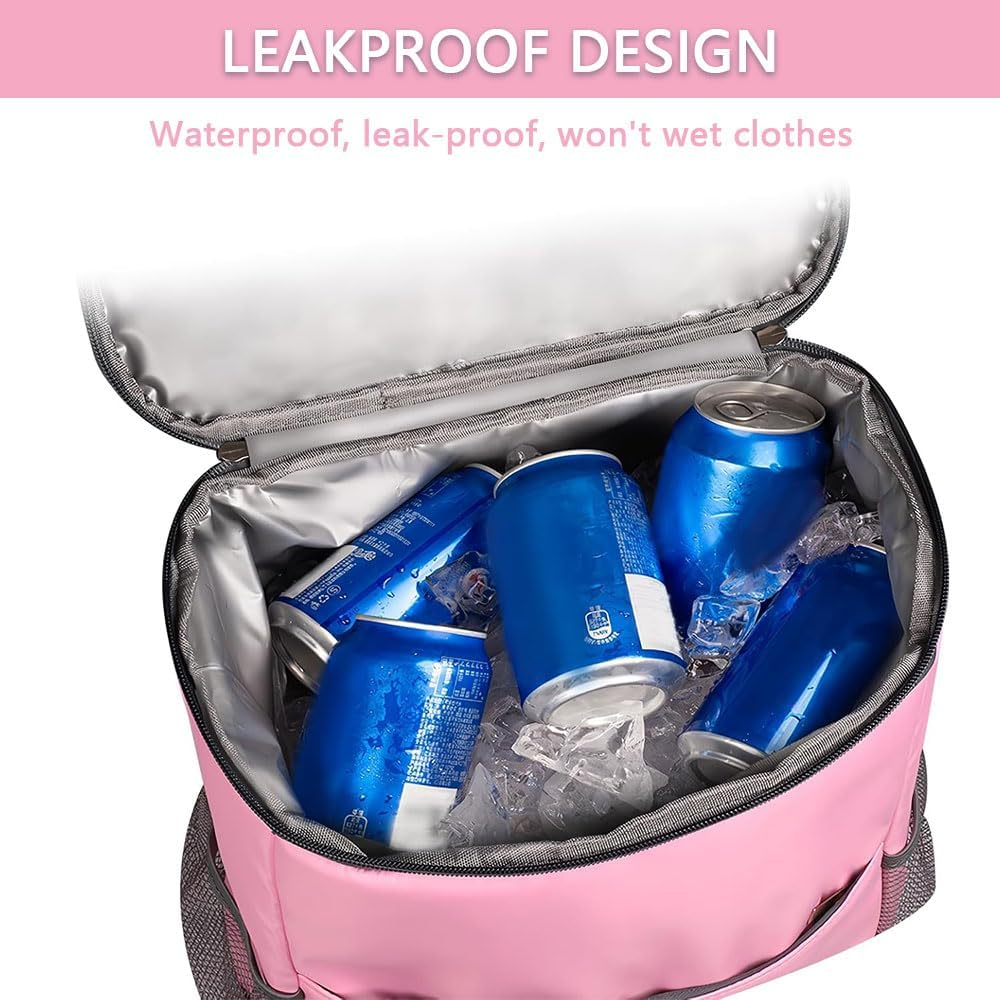 Women&rsquo;S Insulated Cooler Backpack &ndash; Leakproof Waterproof Soft Cooler Bag for Travel, Beach, Hiking, Picnic &ndash; Lightweight Thermal Backpack for Hot & Cold Food and Drinks &ndash; Pink image number 5