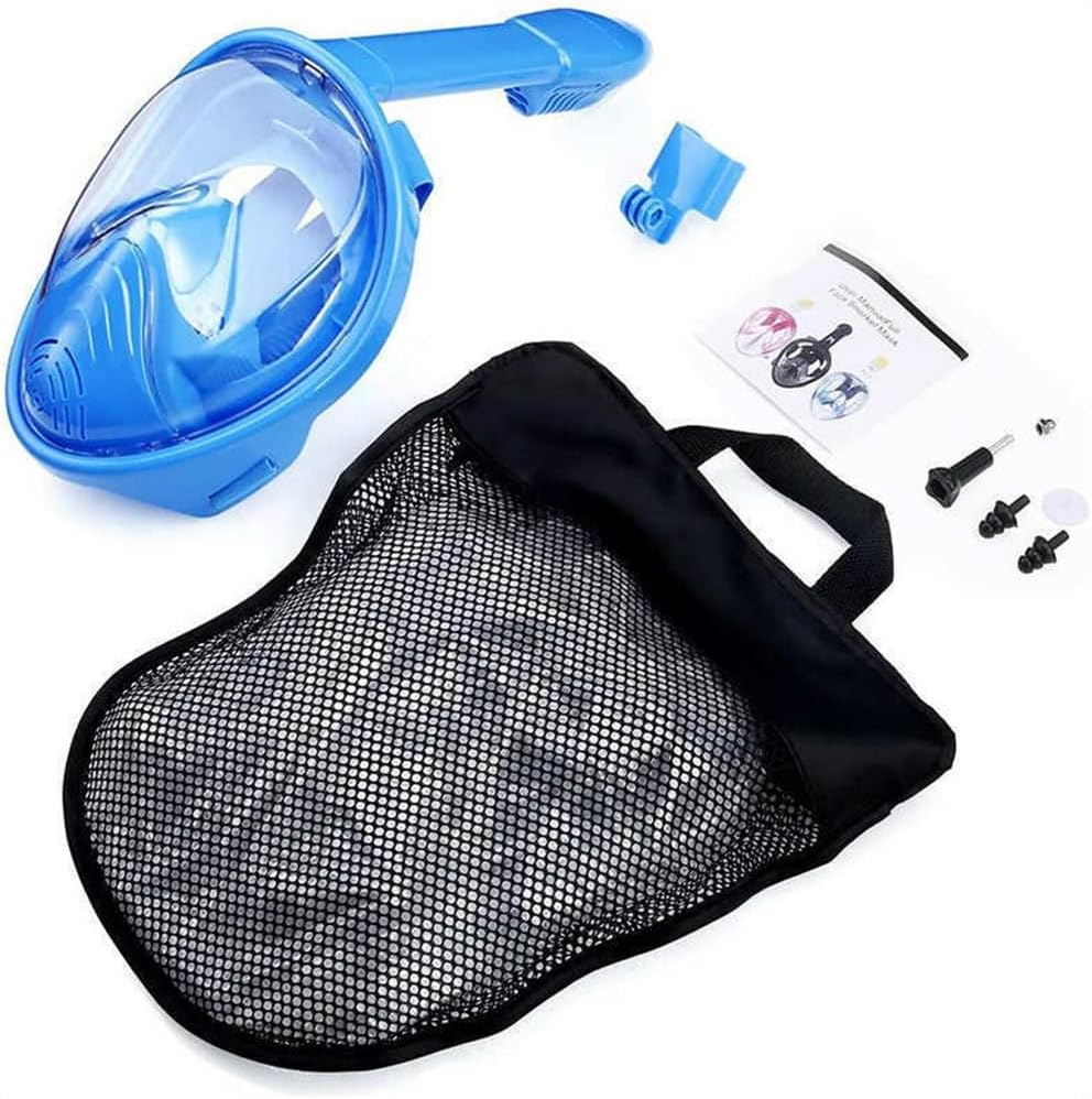 Kids Snorkel Mask Full Face,Snorkeling Gear with Camera Mount 180 Degree Panoramic View Detachable Snorkeling Set image number 6