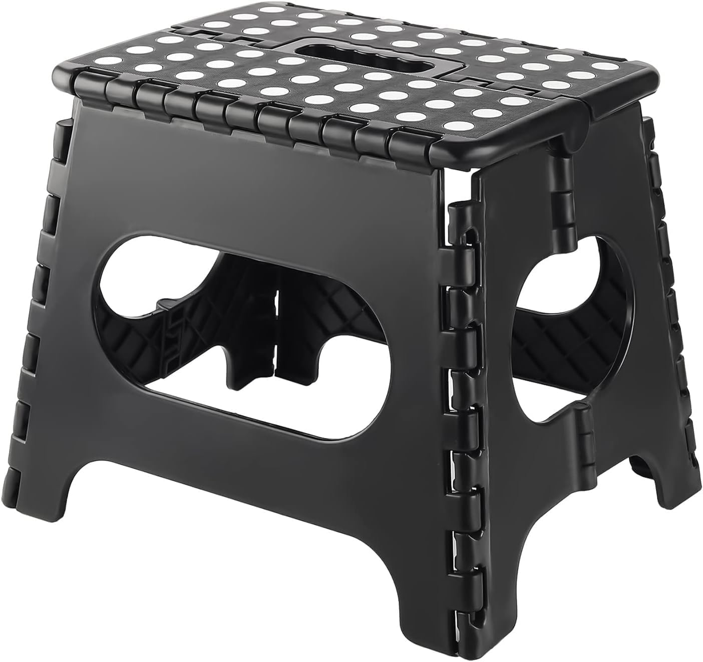 Folding Step Stool, 11 Inch Foot Stool for Kids Adults - Holds up to 330 Lbs, Lightweight Foldable Step Stool with Anti-Slip Surface, Carry Handle for Home Indoor Outdoor (Black)