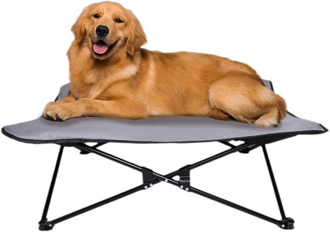 Folding Dog Camping Bed, Portable Waterproof and Chew Resistant, Removable Cooling Dog Bed, Outdoor Pet Camping Bed, Elevated Travel Lounger for Small to Medium Dogs, Light Gray. image number 5
