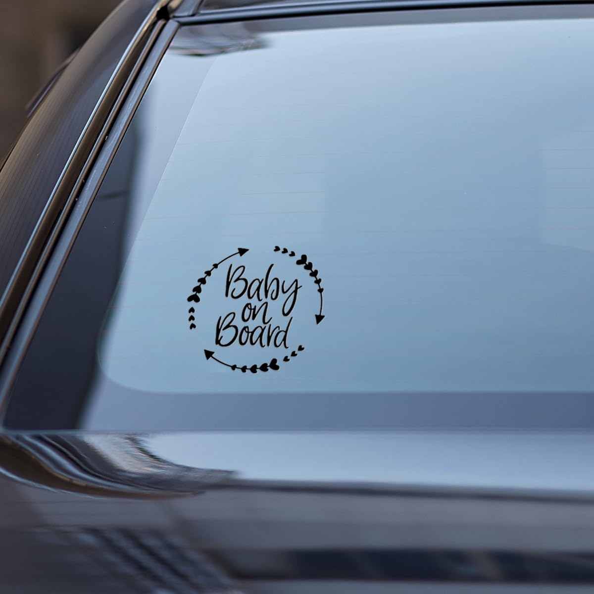 Baby on Board Sticker for Car, Cute Vinyl Safety Caution Decal, Removable Baby Safety Warning Signs for Cars Trucks Walls Laptop 5.16 X 5.16'' (Black)