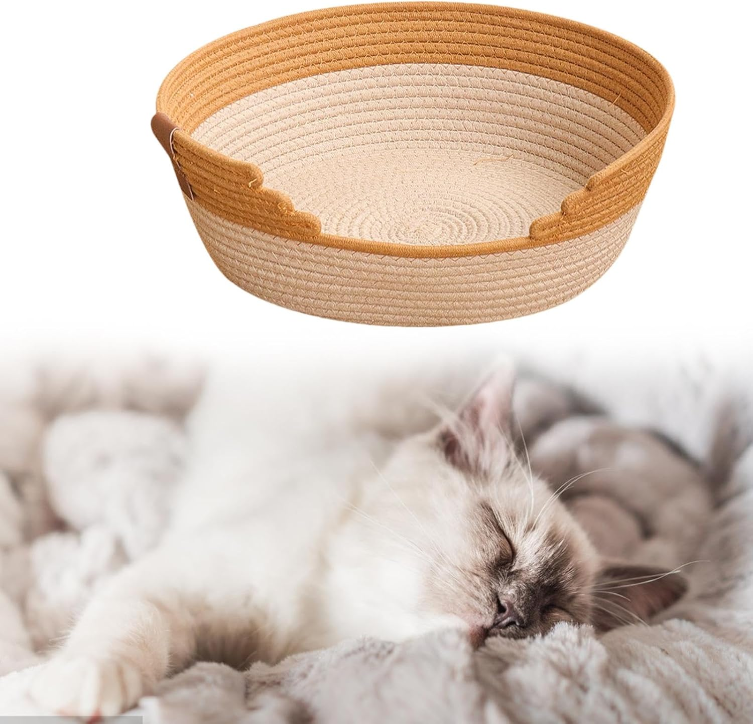 Stgfyxgs Cotton Rope Woven Cat Bed Basket, Cat Scratching Board, Resting Nest, All, Pet Supplies, Dog Bed for Domestic Dogs, XL image number 1