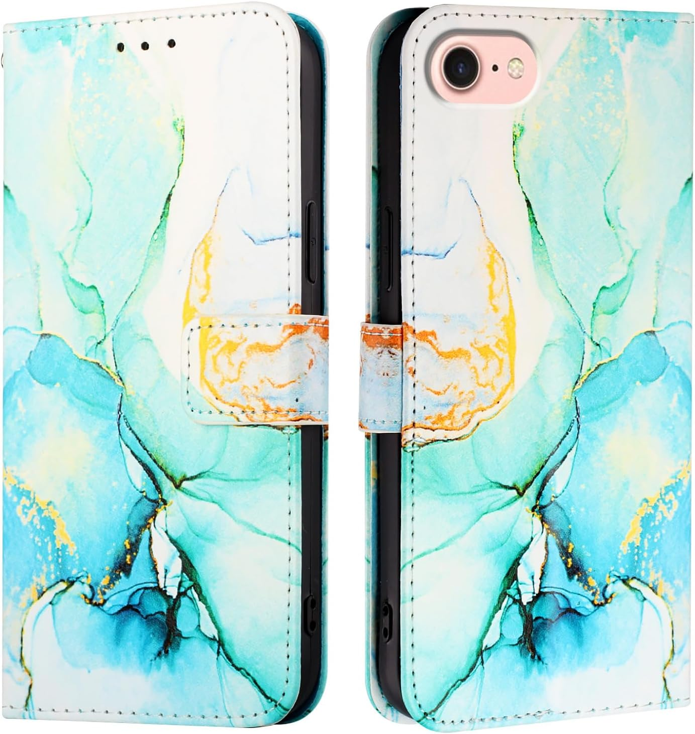 LEMAXELERS Case for Apple Iphone 16E Mobile Phone Case Foldable Leather Flip Case [Stand Function] [Card Slots] Cover Magnetic Wallet Protective Mobile Phone Case for Iphone 16E 2025, YB2 Green image number 5