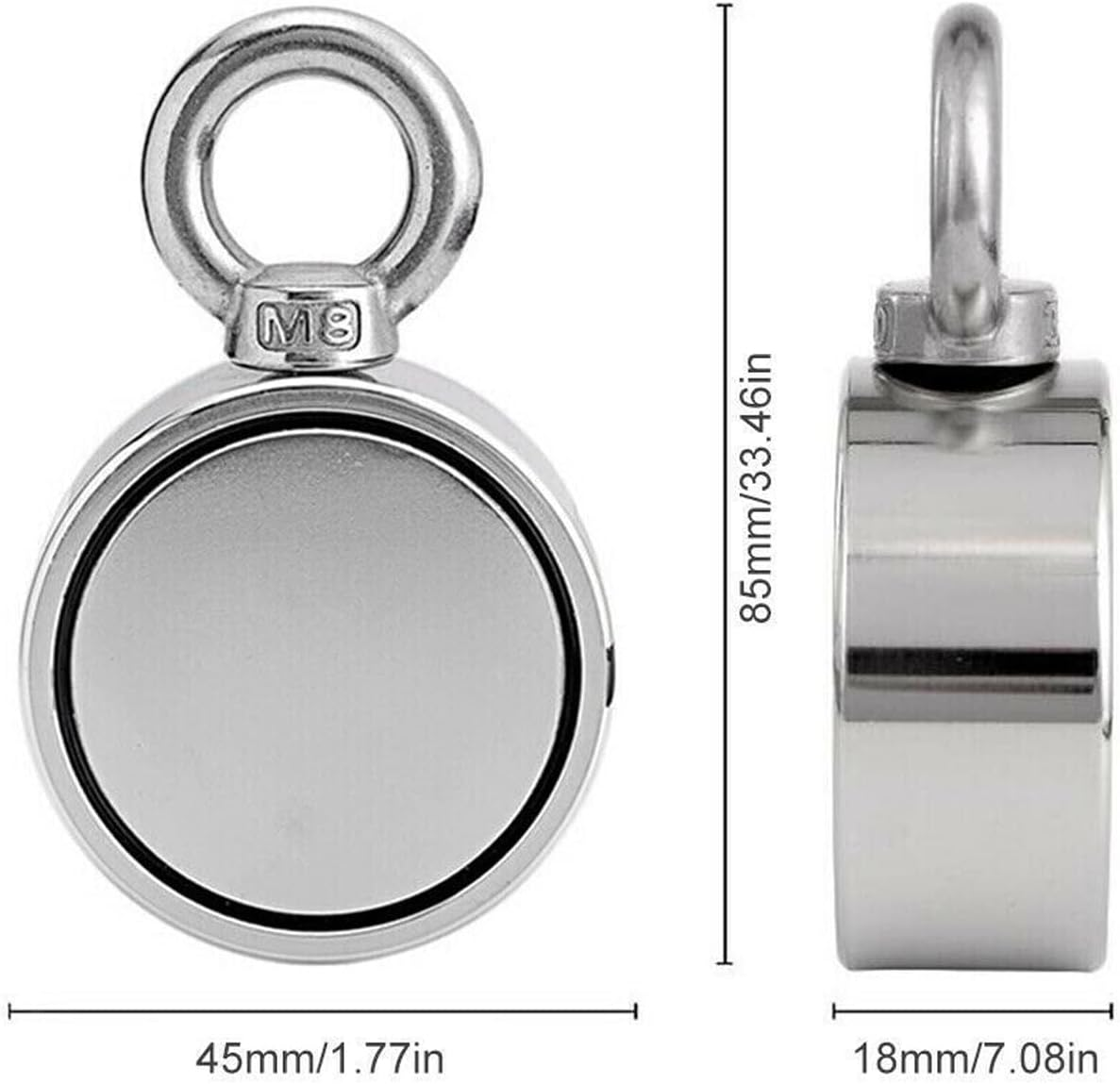 Leona Co Ultra Strong Salvage Magnet, Magnetic Salvage 200KG Super Strong Pull Ring Deep Sea Hunting Recovery Magnet Fishing with 10M Rope image number 1