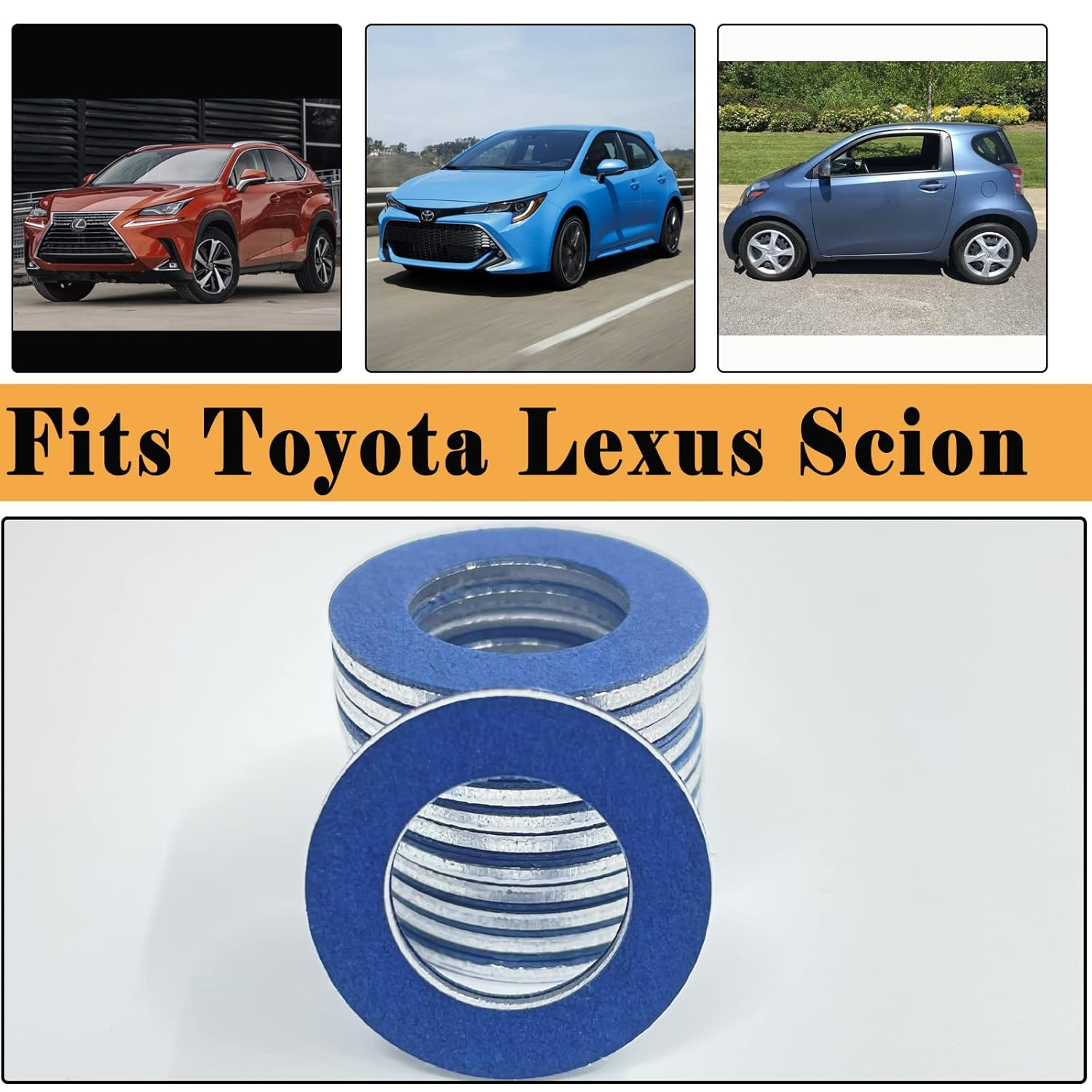 12 Packs 90430-12031 Tacoma Oil Drain Plug Gaskets Compatible with Toyota Tacoma Tundra Camry Corolla 4Runner Scion Avalon Lexus Oil Plug Gasket