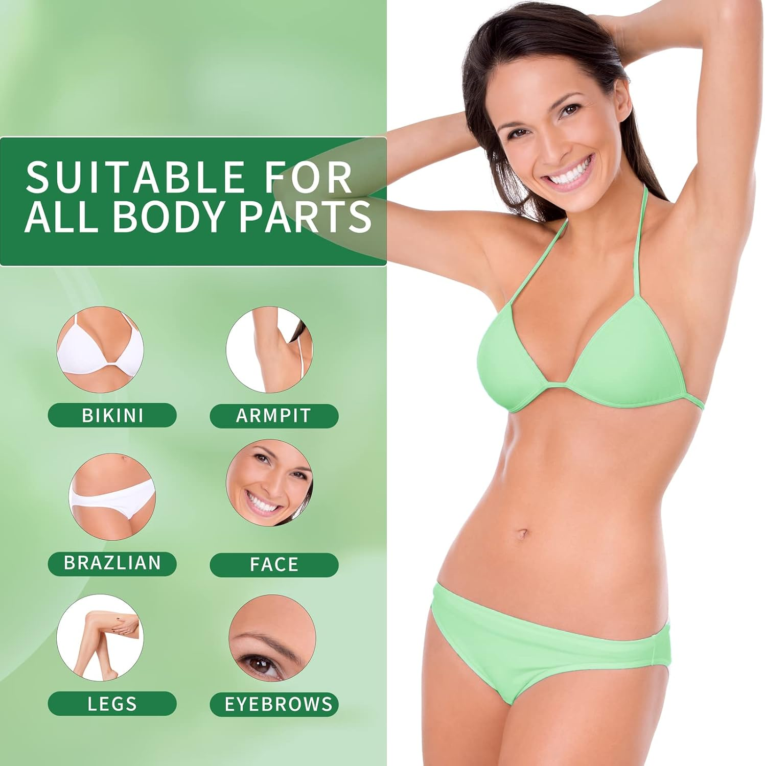 2.2Lb/1000G Wax Beads, Hard Wax Beads, Hard Wax Kit for Legs, Underarm, Face, Eyebrow, Bikini, and Brazilian Hair Remover, Women and Men Hair Removal Wax Beans for Wax Warmers Include 50 Waxing Sticks image number 4