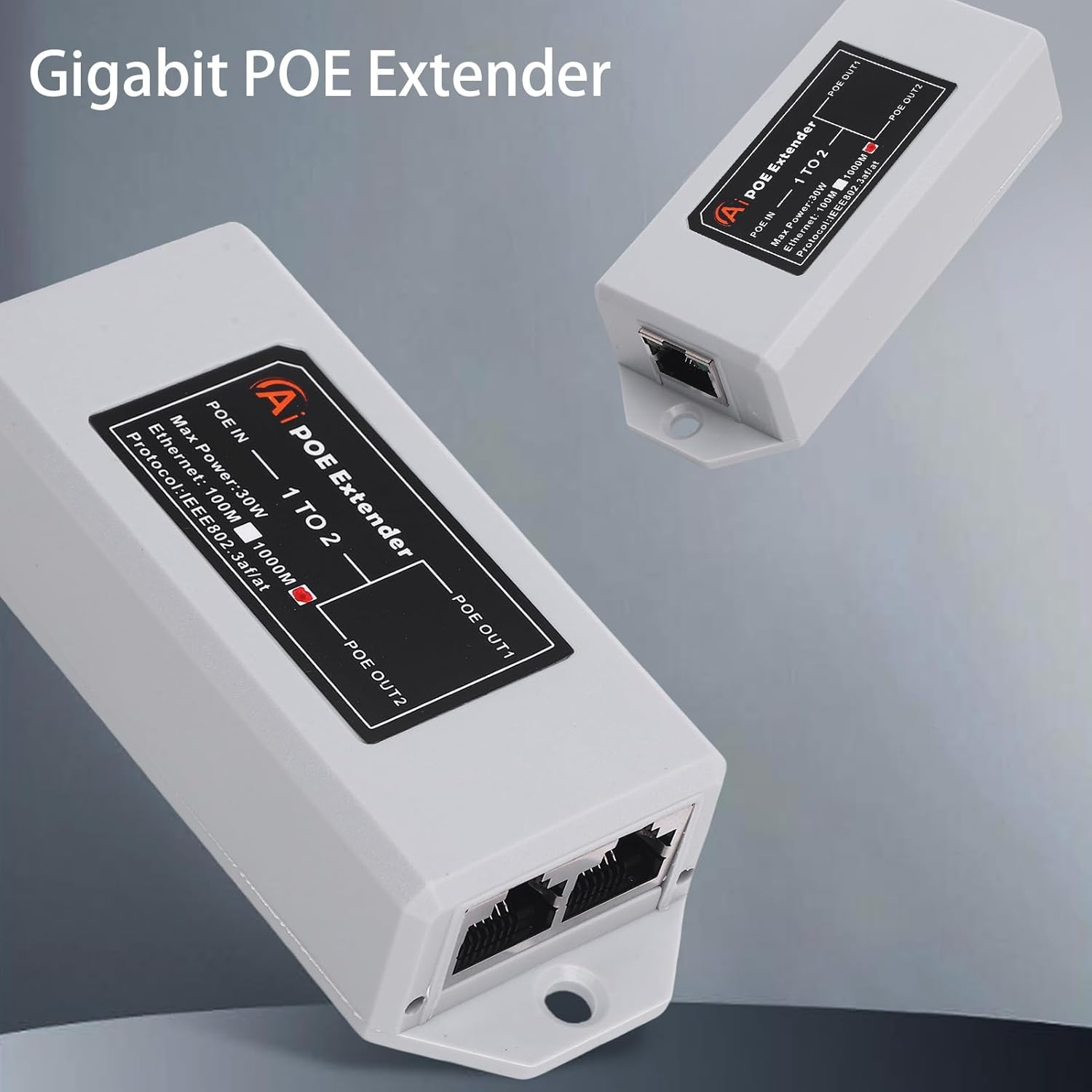 1 in 2 Out Gigabit Poe Extender, 2 Port Long Distance Poe Repeater, Support Ieee802.3Af/At with 1000Mbps, for IP Cameras, Phones image number 6