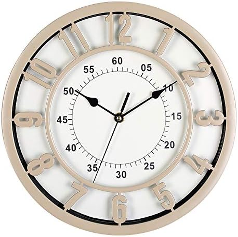 Fohouse Wall Clock, 12 Inch Non-Ticking Silent Battery Operated round Wall Clock Modern Simple Style Decor Clock for Office, Home, Bathroom, Kitchen, Bedroom, School, Living Room