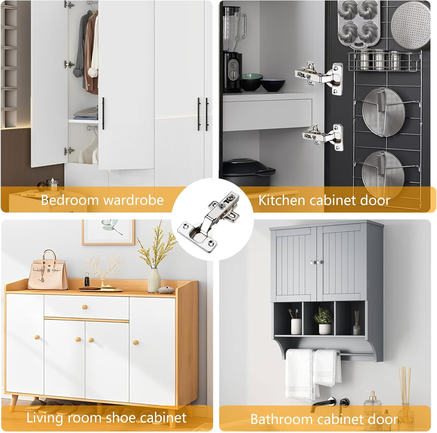 Soft Close Hinge, Cabinet Door Hinges with Gas Lift, 105&deg; Opening Angle, Pot Hinge Diameter 35 Mm,Concealed Kitchen Cabinet Hinges with Screws (2 Pieces) image number 3