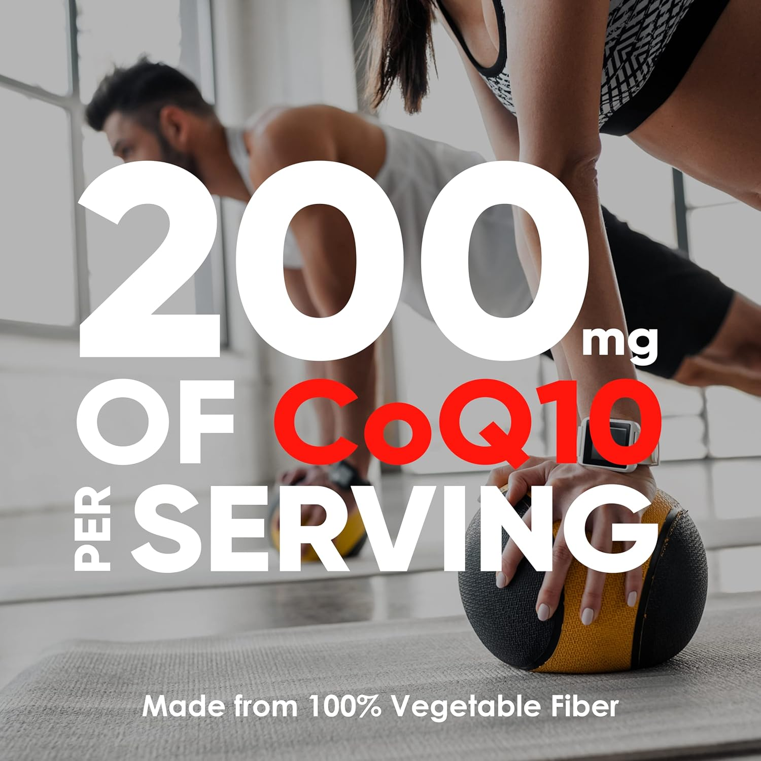 HIGH POTENCY 200MG Coq10 Ubiquinone Supplement &ndash; Coenzyme Q10, Improves Heart Health, Increases Energy, Reduced Migraines Is a Powerful Antioxidant, Gluten Free, NON-GMO, Vegan - 60 Capsules image number 6