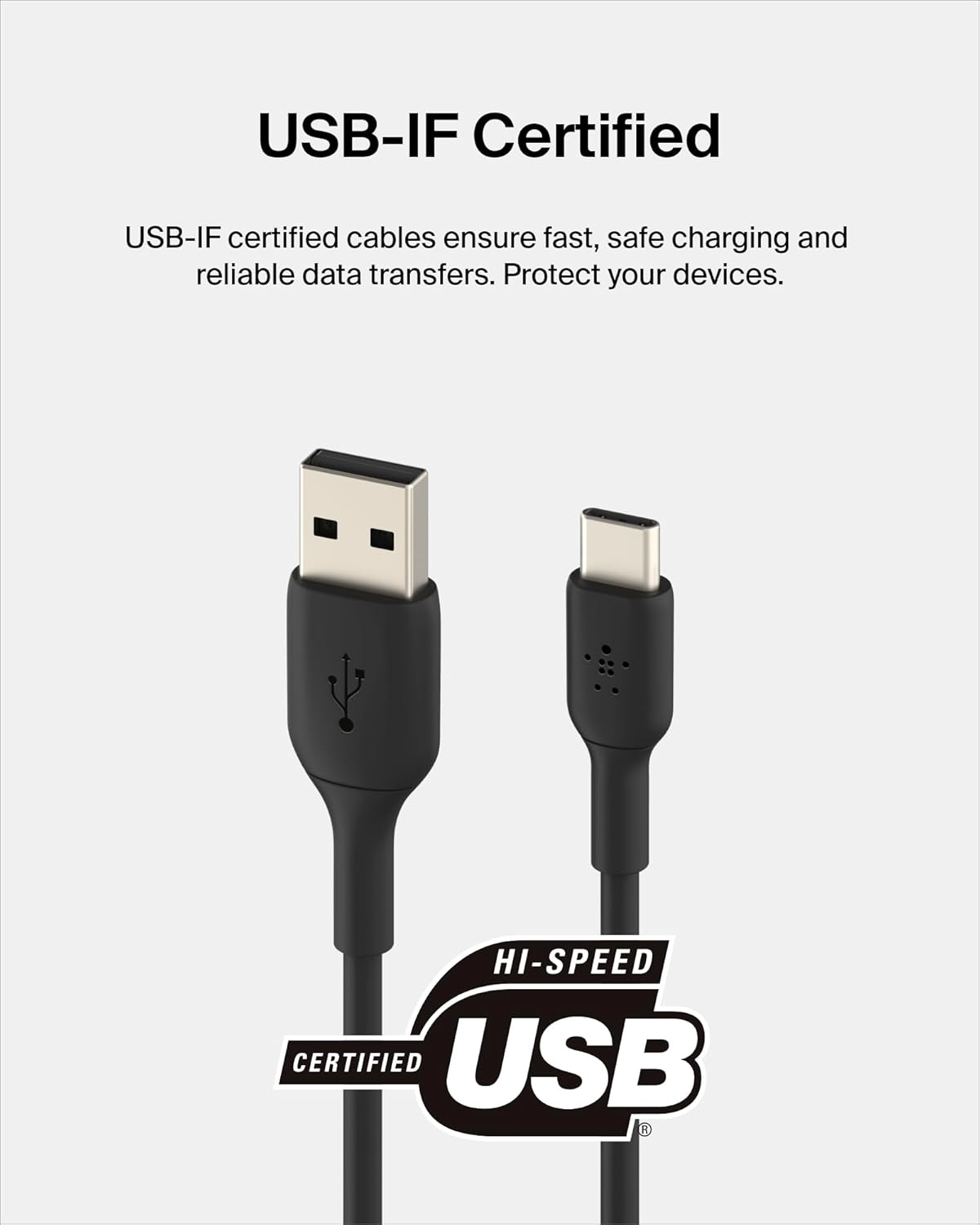 Belkin Cab001Bt1Mbk USB-C Cable (Boost Charge USB-C to USB Cable, USB Type-C Cable for Note10, S10, Pixel 4, Ipad Pro, Nintendo Switch and More), Black image number 4