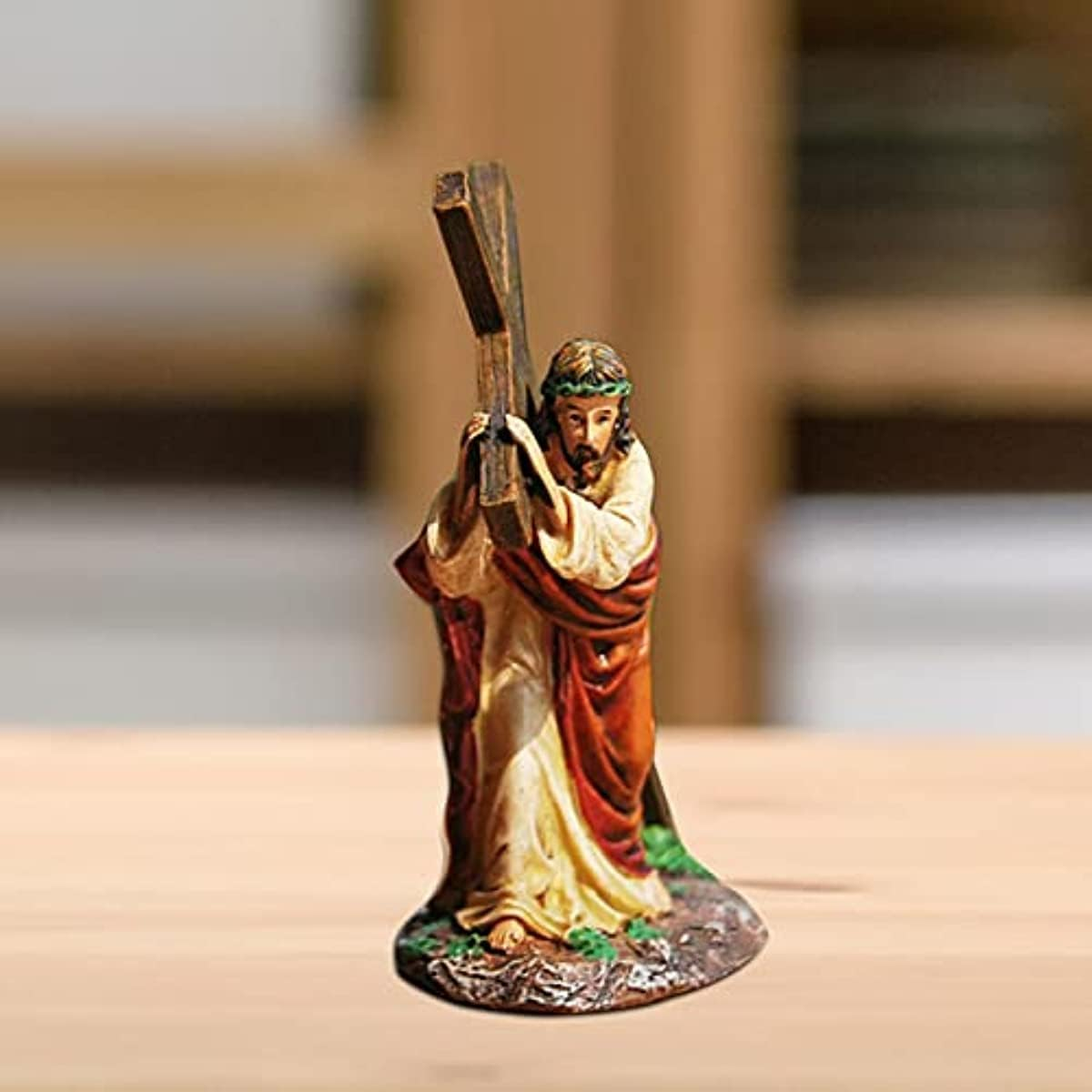 Qzjijosen 4.7Inch Tall Jesus Cross Figure - Jesus Ornament Church Decoration, Resin Figurine, Christian Gift to Home, Office, Easter Decoration image number 5