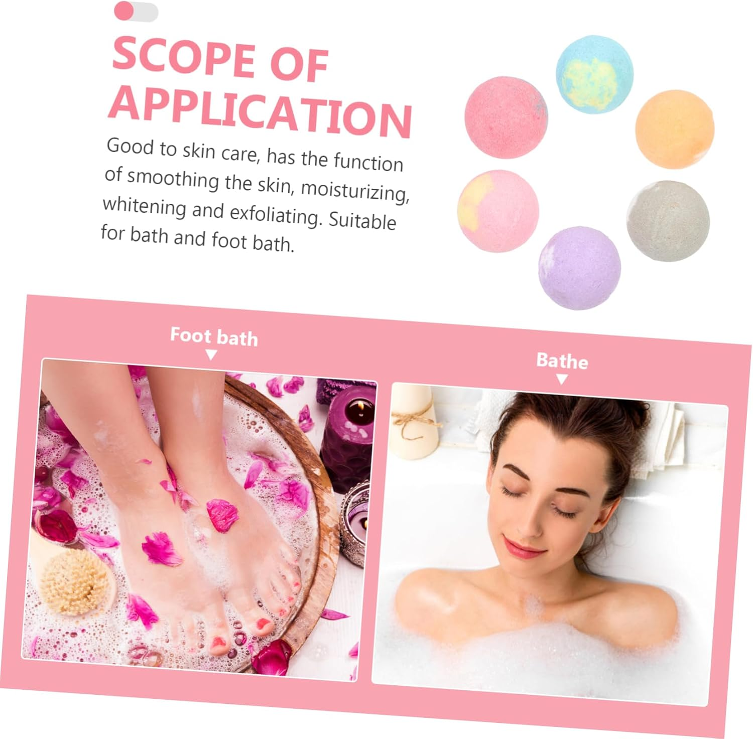 Healeved Portable Foot Soak Balls 6Pcs Mixed Essential Oil Bath Household Foot Bath Multi-Function Bath Balls For image number 5