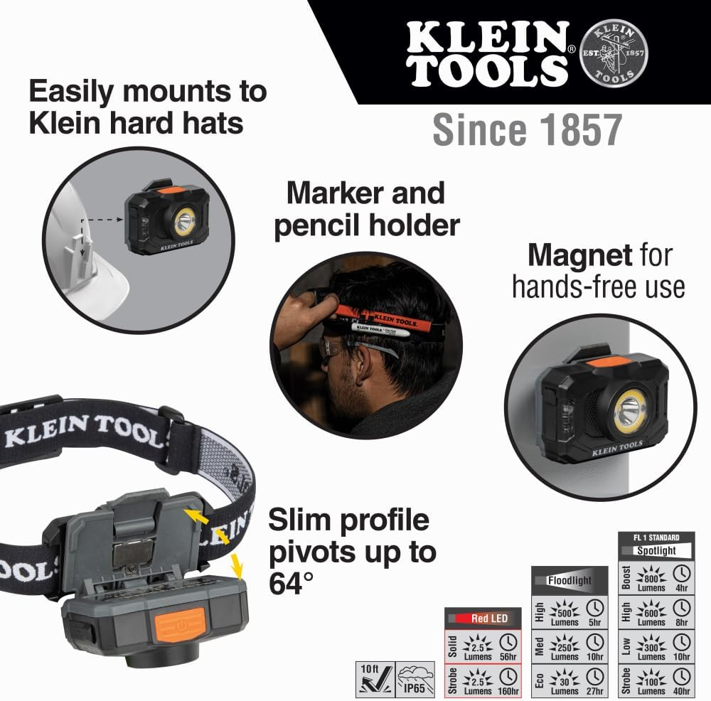 Klein Tools A-56414 Rechargeable 2-Color LED Headlamp image number 5