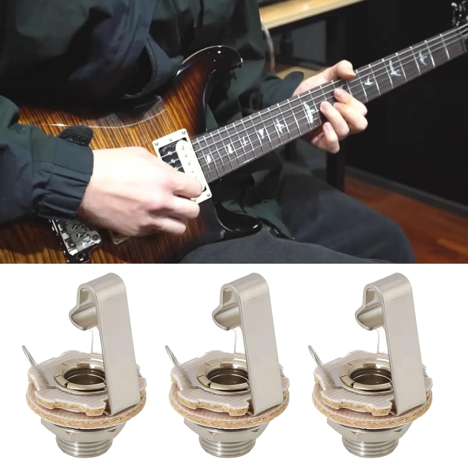 OTOTEC 10Pcs 1/4" Guitar Mono Jack 6,35Mm Brass Mono Panel Mount Jack Socket with Washer and Nut for Electric Guitar Bass Chrome image number 6