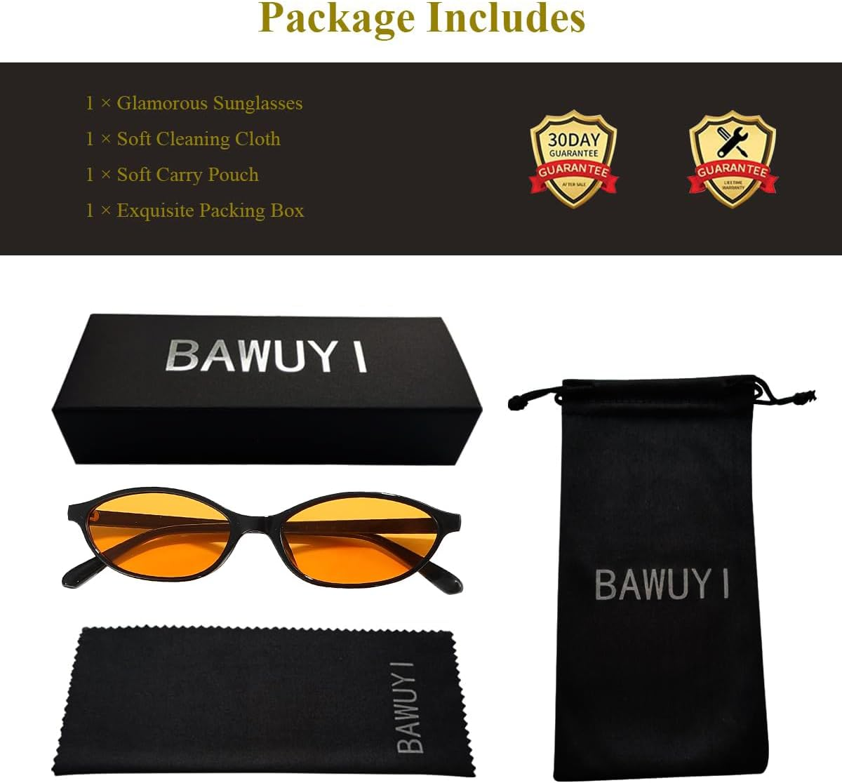BAWUYI Retro Oval Sunglasses for Women Men Chic Small Narrow 90S Glasses Cat Eye Y2K Shades Trendy Sunnies - Black Frame - Grey Lens image number 3