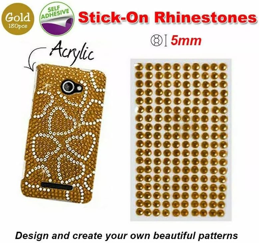 Tootoo 180Pce Adhesive Rhinestones - Gold 5Mm, Scrapbooking Card Making Art & Craft