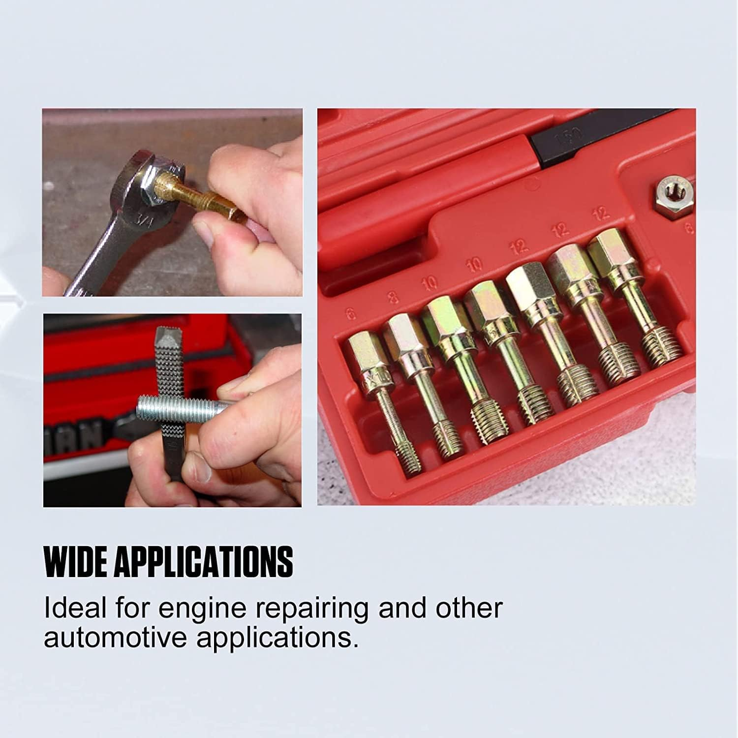 15PCS Metric Thread Chaser Set, Universal Metric Thread Restorer Kit with 7 Taps Thread Chaser Set, 7 Dies and 1 Thread File Rethreading Kit Thread Repair Kit image number 5