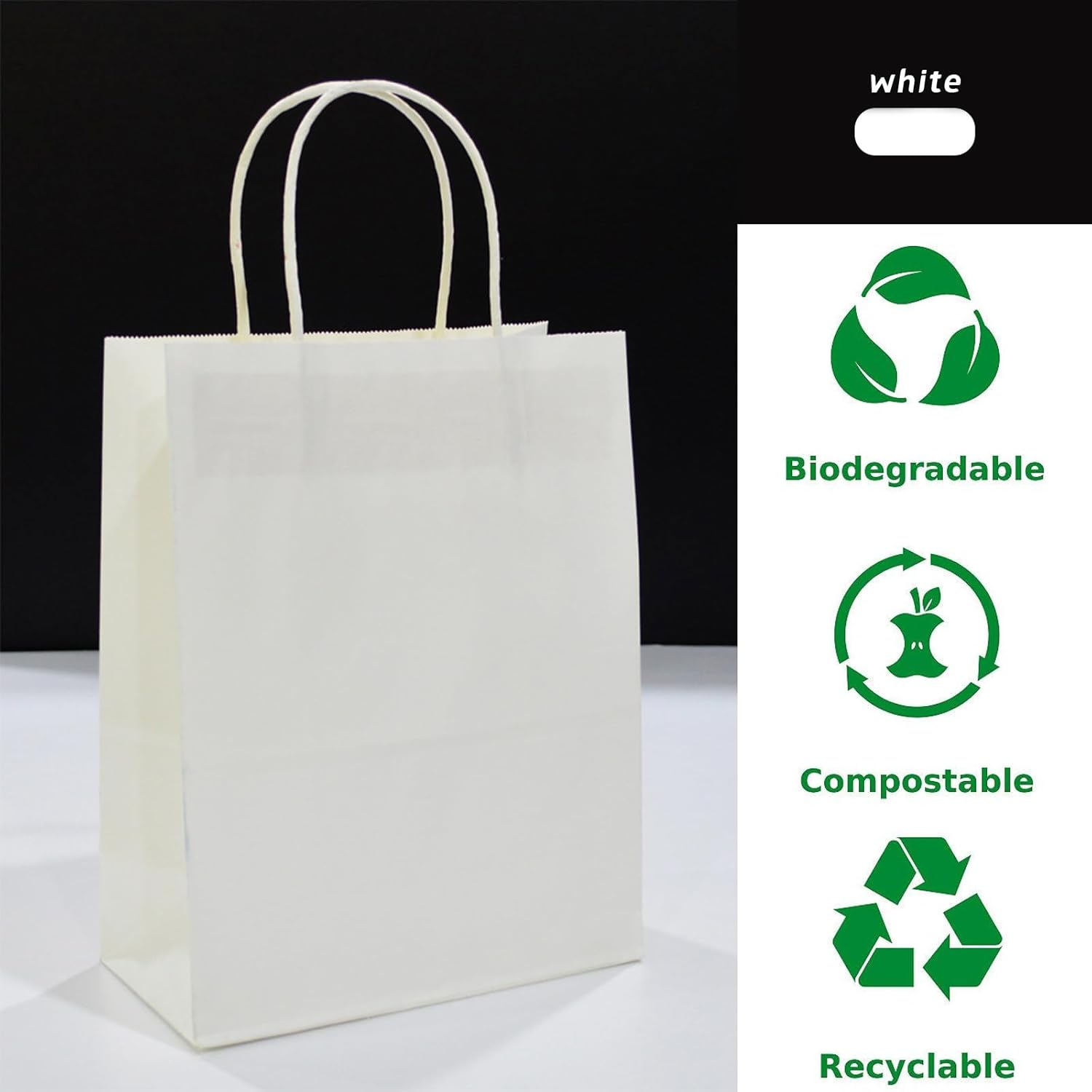 Jotia 20Pcs 15X8X21Cm Paper Bags with Handles, Natural Paper Gift Bags Eco-Friendly Kraft Bags Shopping Bags Bulk Kraft Paper Bags Retail Merchandise Bags Craft Shopping Bags Carrier Bags (White)