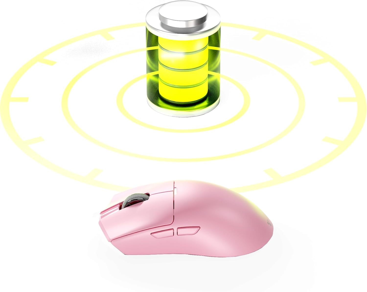 Fantech Tanto E Wireless Gaming Mouse Pixart 3311 Gaming Sensor 12000 DPI, HUANO Switches, Super Lightweight 57 Grams, 3 Mode Connectivity, RGB Charging Dock - Pink - Black image number 3