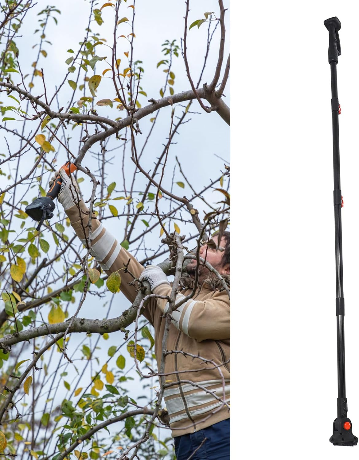 Cordless Pruning Shear Extension Pole, Aluminum Telescopic Pole for Cordless Pruning Shears Chainsaw High Branch Trimmer, for BL1820 BL1830 BL1840 BL1850 BL1860 Batteries image number 3