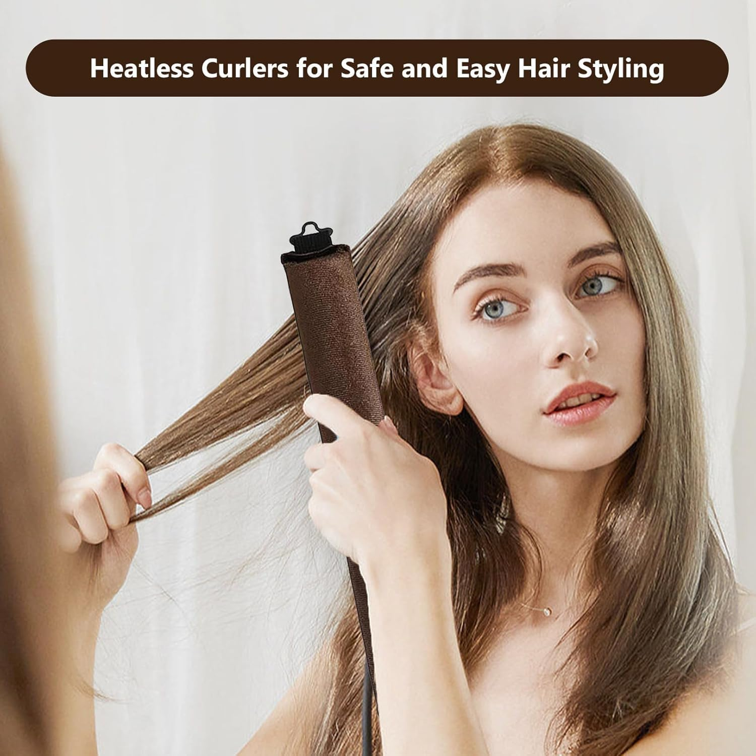 Zhangjunfle Overnight Blowout Headband Rods, 3Pcs Overnight Heatless Curls Blowout Rods, Heatless Curling Rods Velvet Blowout Rods Flexi Rods with Turban image number 5