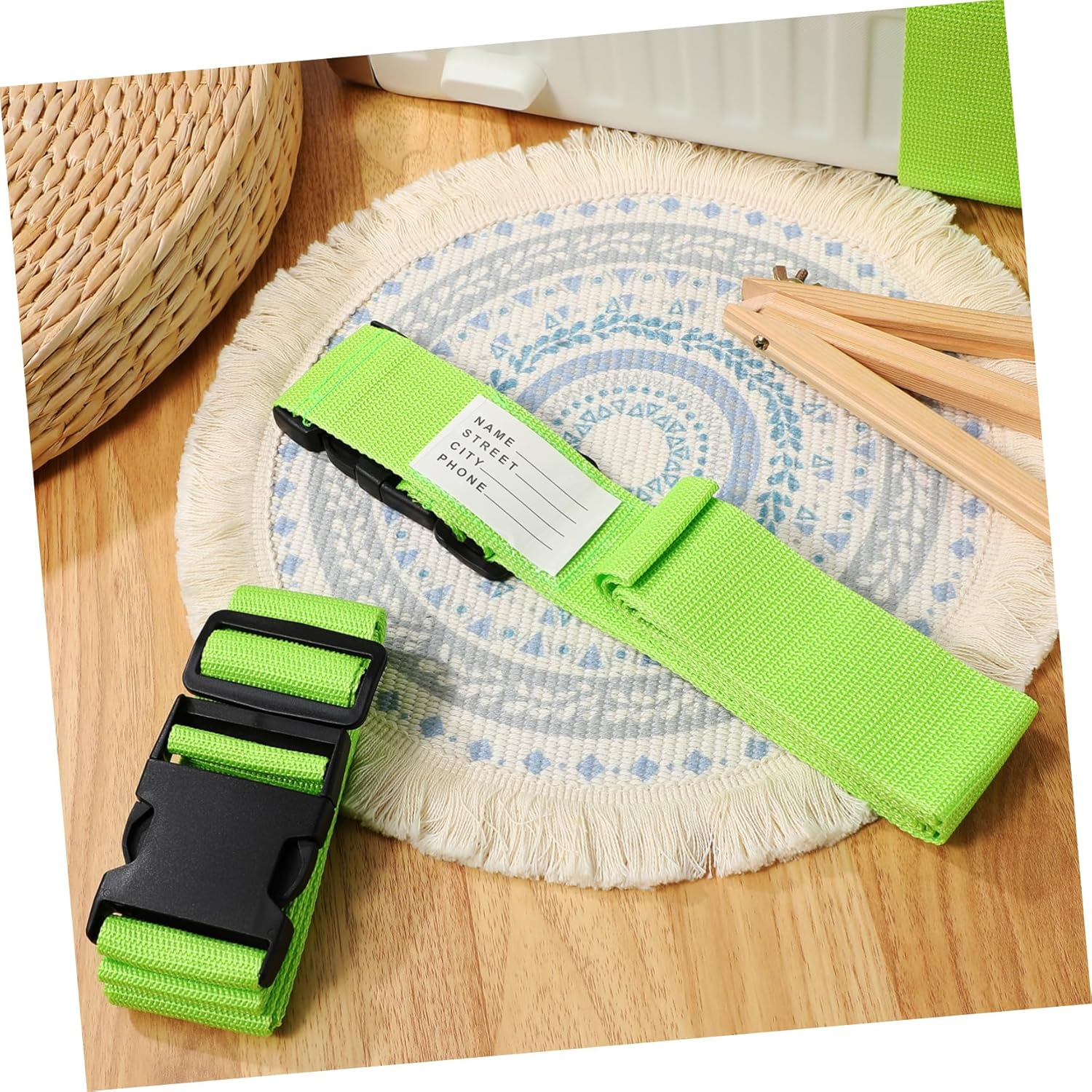 HORIALENCE 4Pcs Luggage Straps Luggage Bungee Strap Elastic for Accessory Trunk Travel Bags Belts Green Polypropylene image number 6