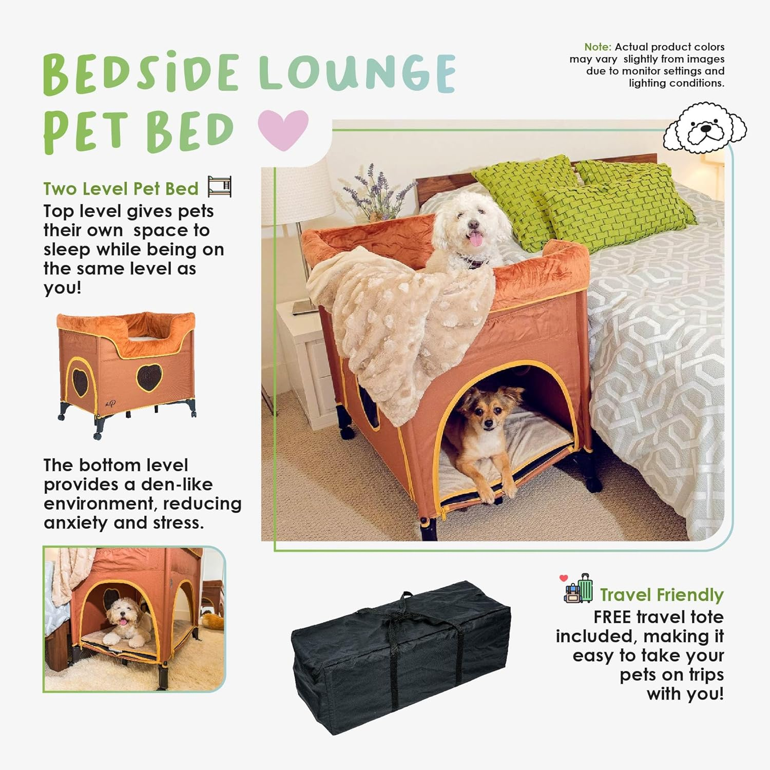 Petique BD01300104 Bedside Lounge-Lion'S Den Pet Bed, Tan, One Size image number 2