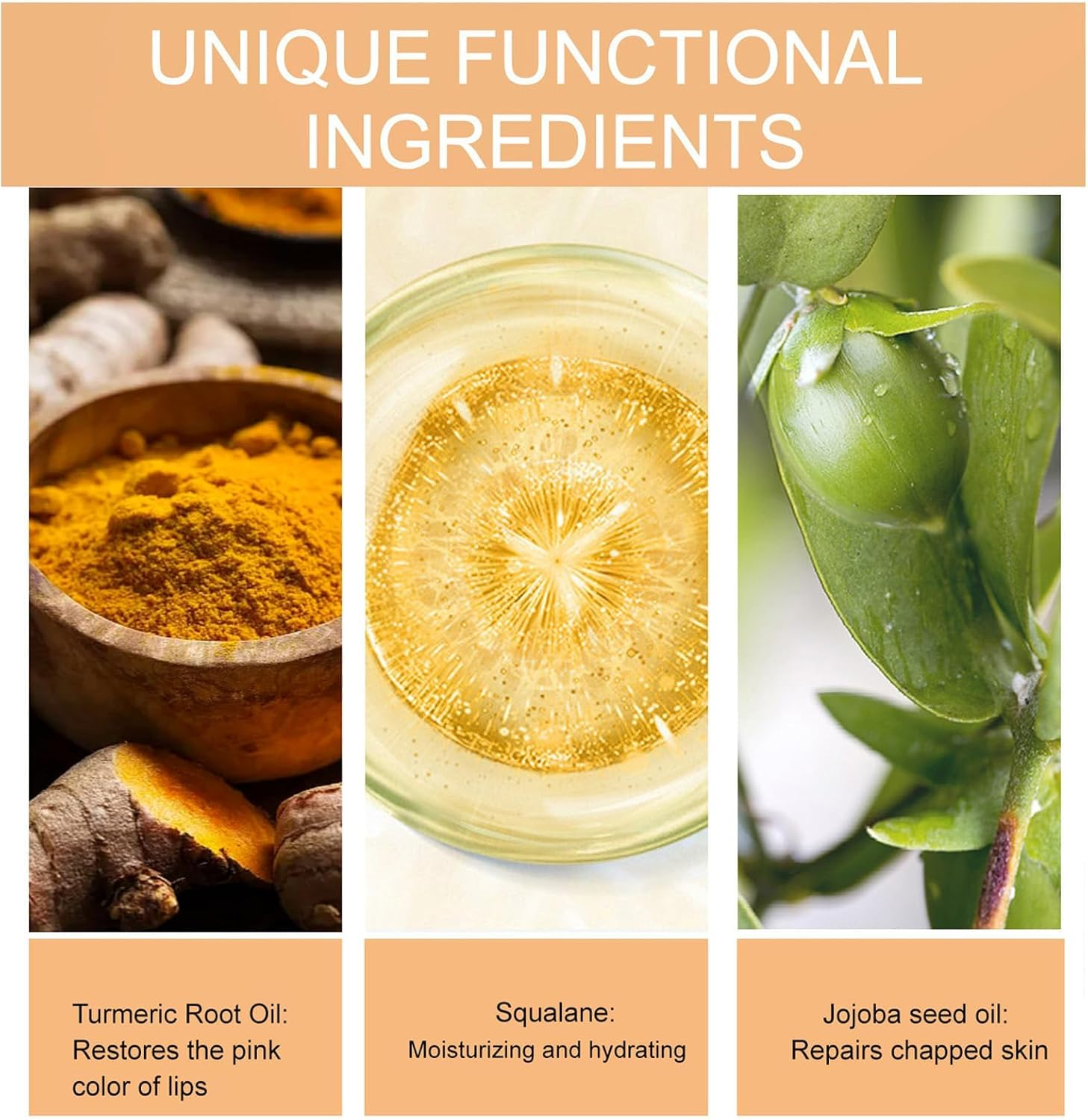 Turmeric Root Oil Lip Balm Stick and Exfoliating Scrub, Nourishing, Soothing & Moisturizing Lip Care Duo, Hydrating Balm Stick & Gentle Exfoliating Scrub for Dry or Chapped Lips (3PCS) image number 3