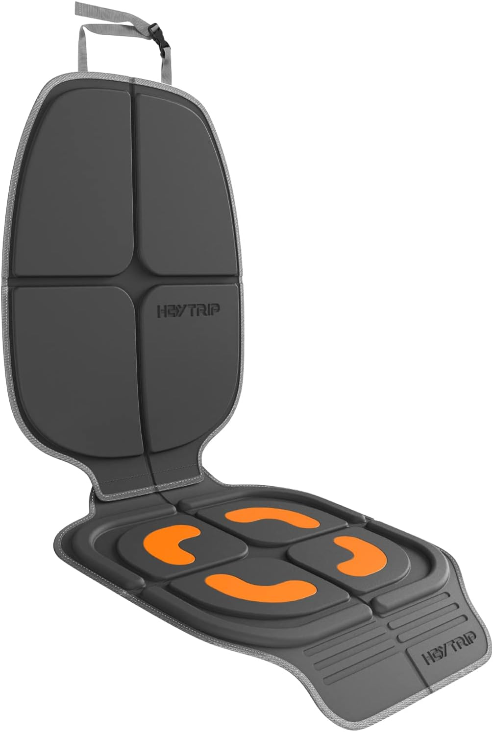HEYTRIP Car Seat Protector and Kick Mat, Rear-Facing/Forward Facing, for 0~12 Years Old Children, Waterproof, Easy Cleanup, Non-Slip, Fit Most Car Seats(Dark Grey Orange) HEYT07002AB image number 2
