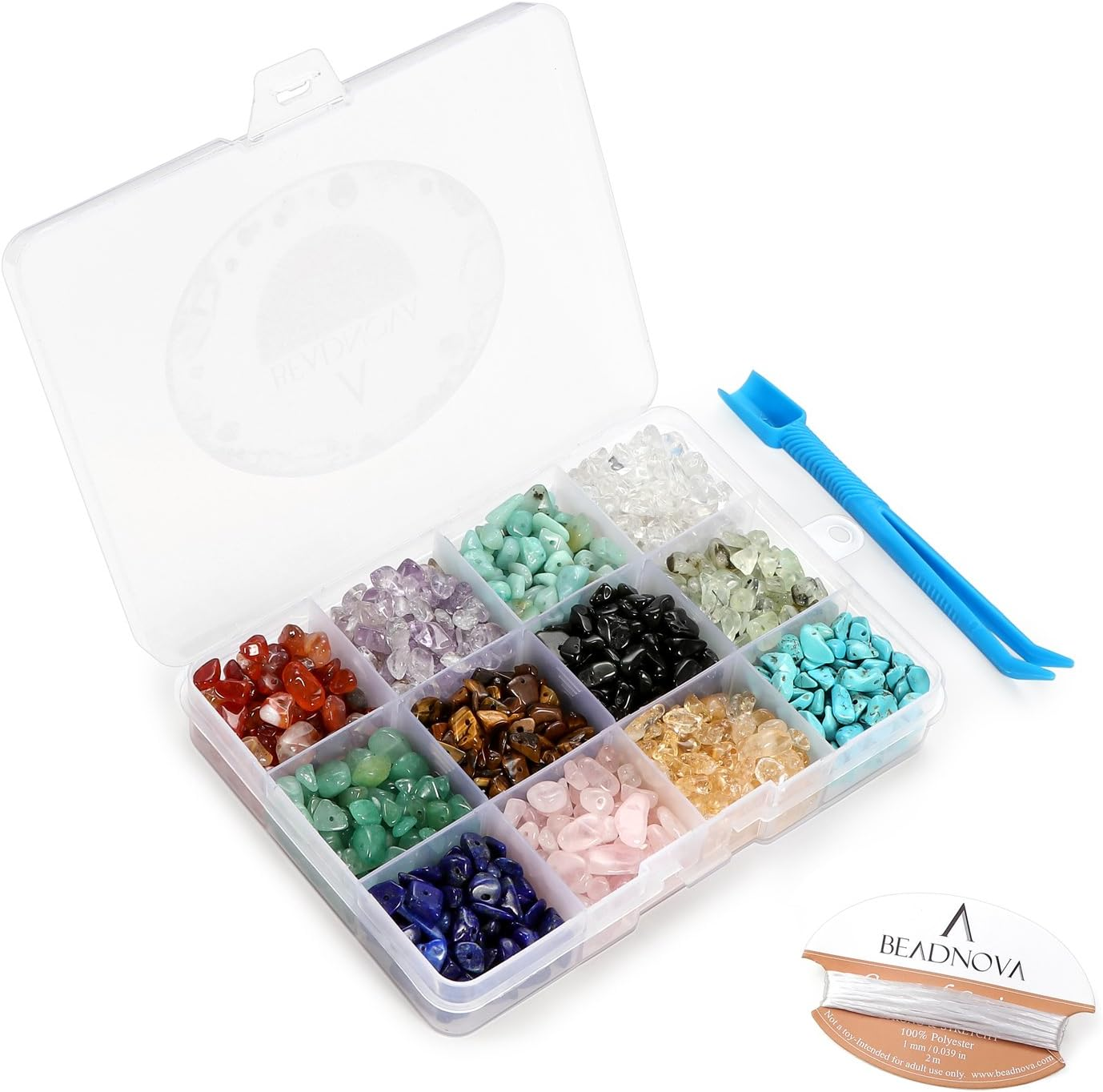 BEADNOVA 5Mm-7Mm Chips Gemstone Crystal Pieces Irregular Shaped Loose Beads for Jewelry Making Box Set Value Pack image number 1