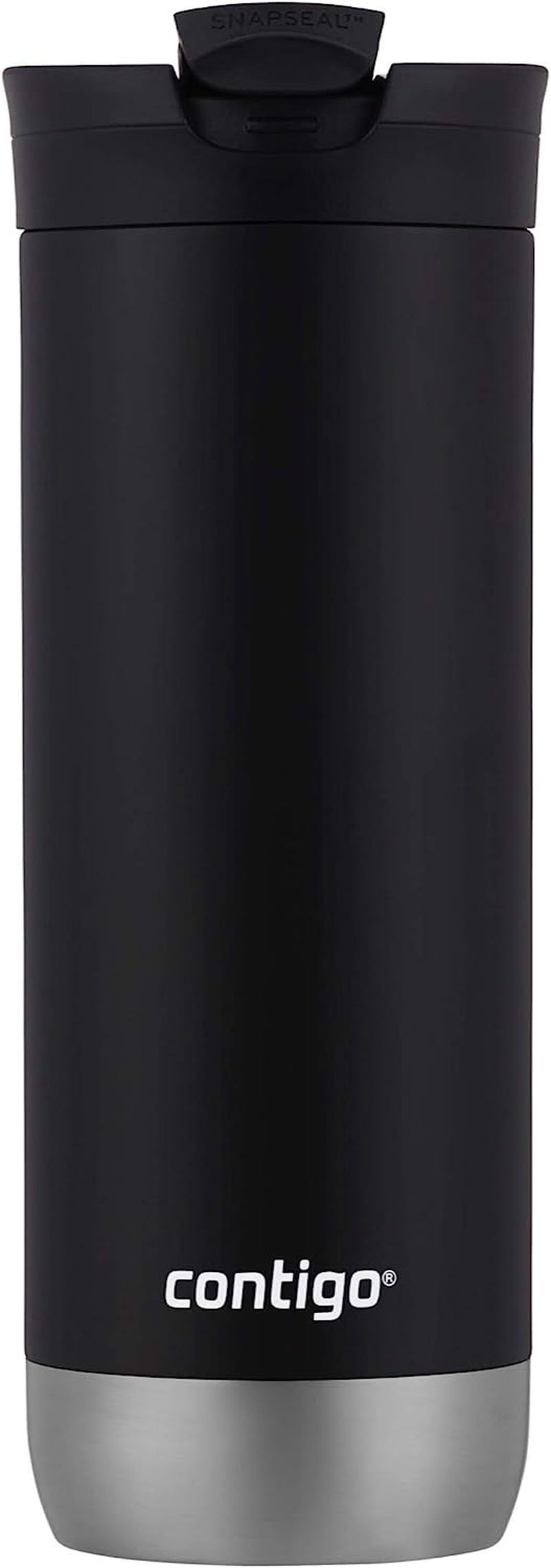 Contigo Huron Snapseal Travel Mug, Stainless Steel Insulated Thermal Mug, Vacuum Flask, Leakproof Tumbler, Coffee Mug, Easy-Clean Lid, Licorice, 473 Ml Capacity - Licorice image number 4