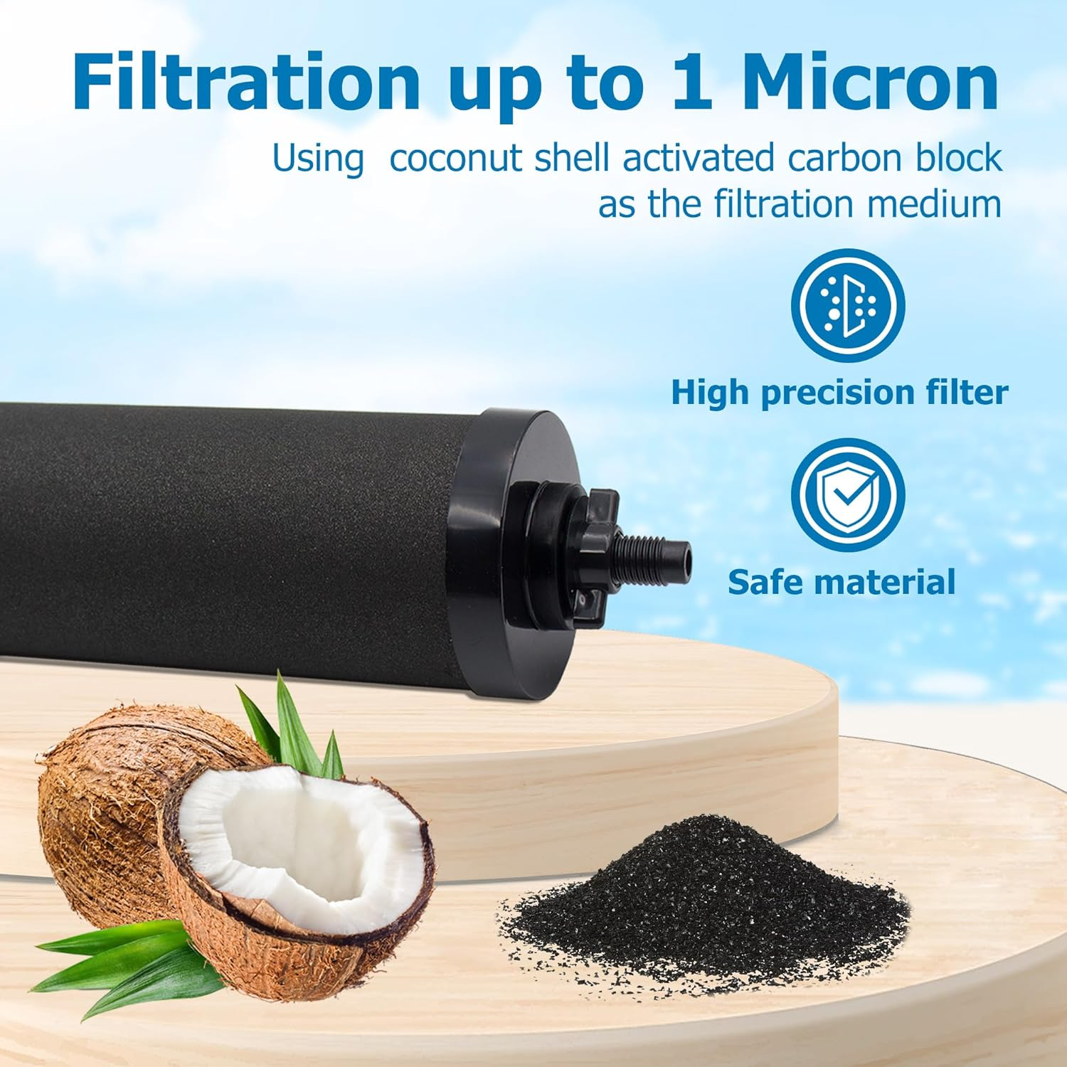 Water Filter Replacement for Berkey&reg; BB9-2 Black Activated Carbon Filters, Compatible with Berkey&reg; Gravity Water Filter System, Pack of 4 image number 1